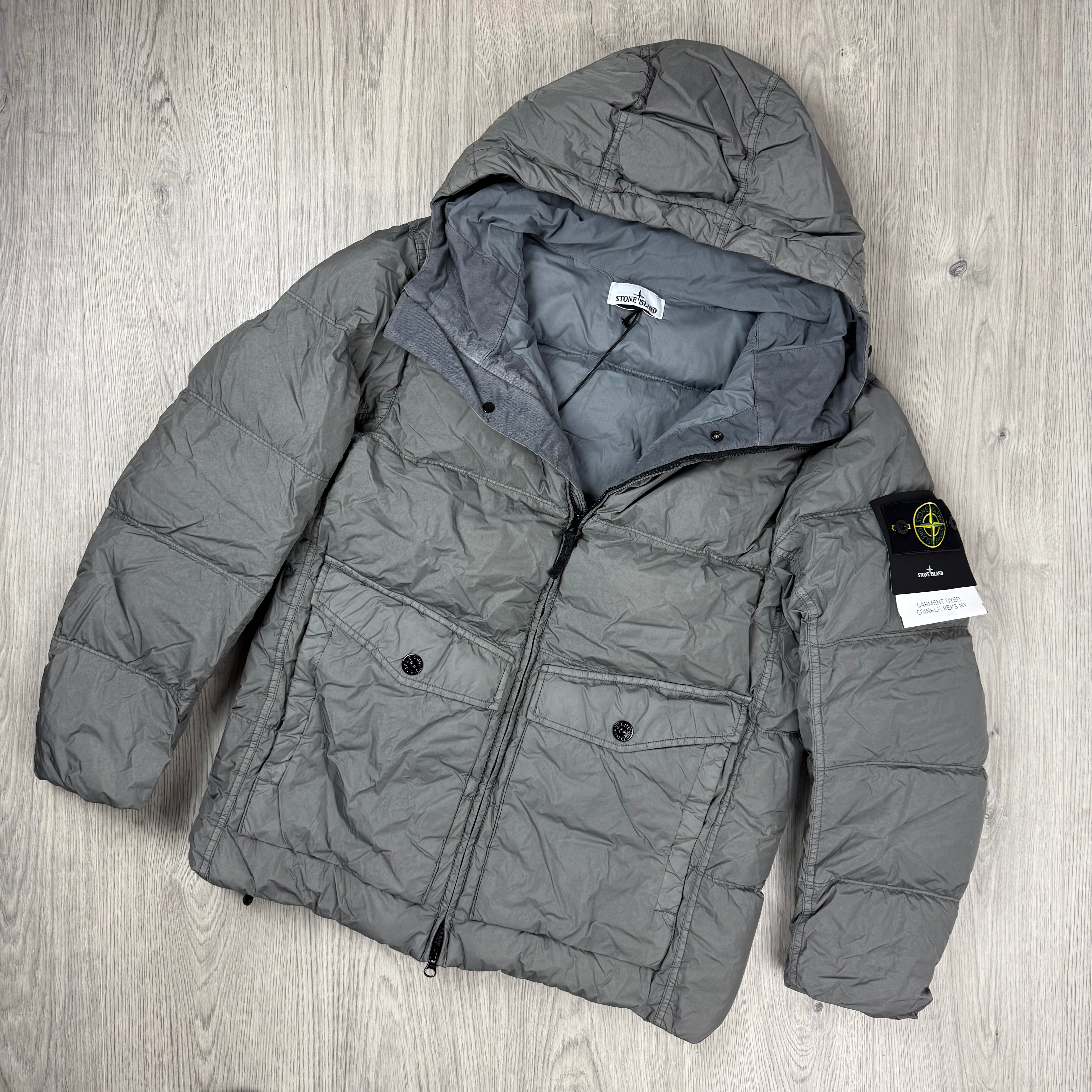 Stone Island Crinkle Reps Down Jacket - Cement