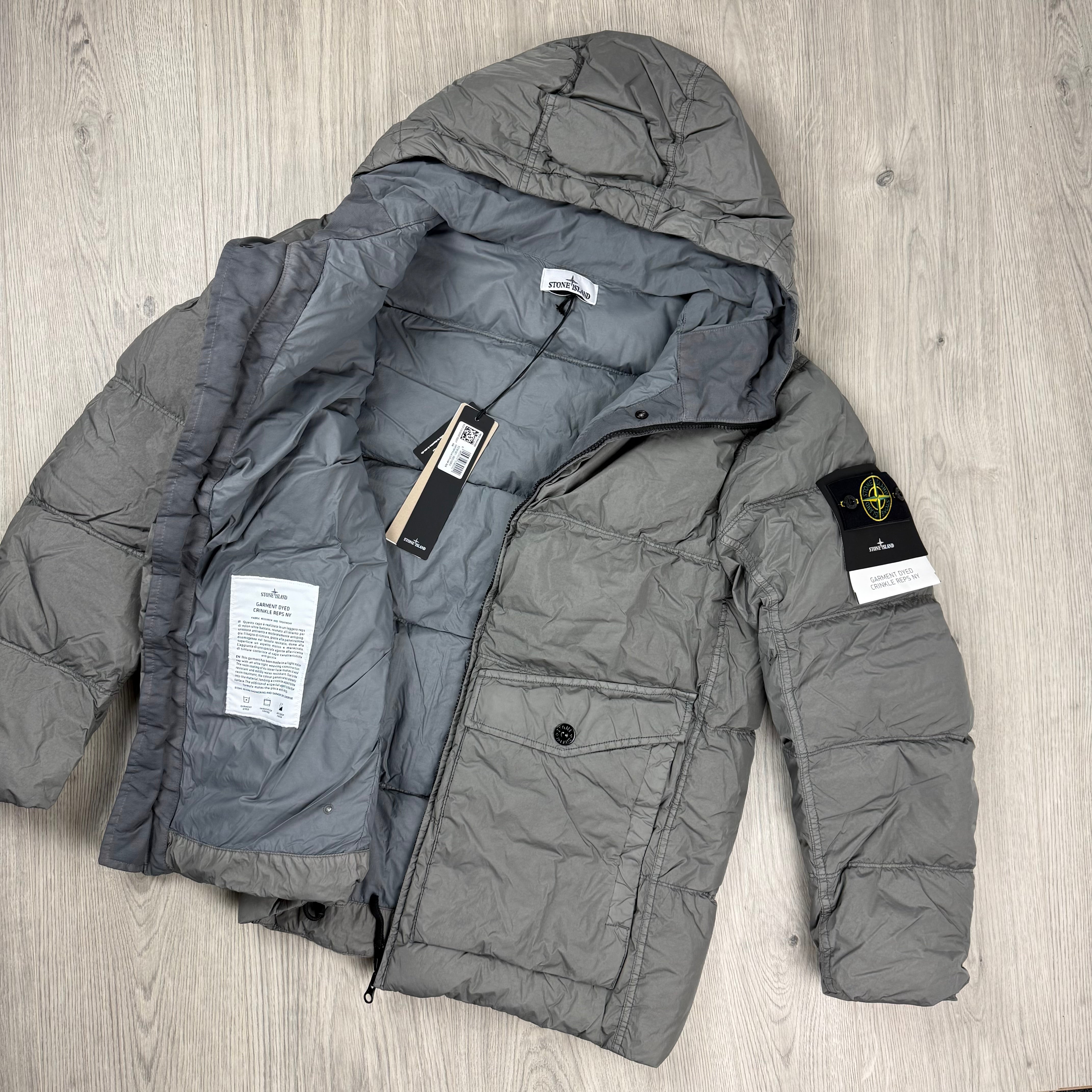 Stone Island Crinkle Reps Down Jacket - Cement