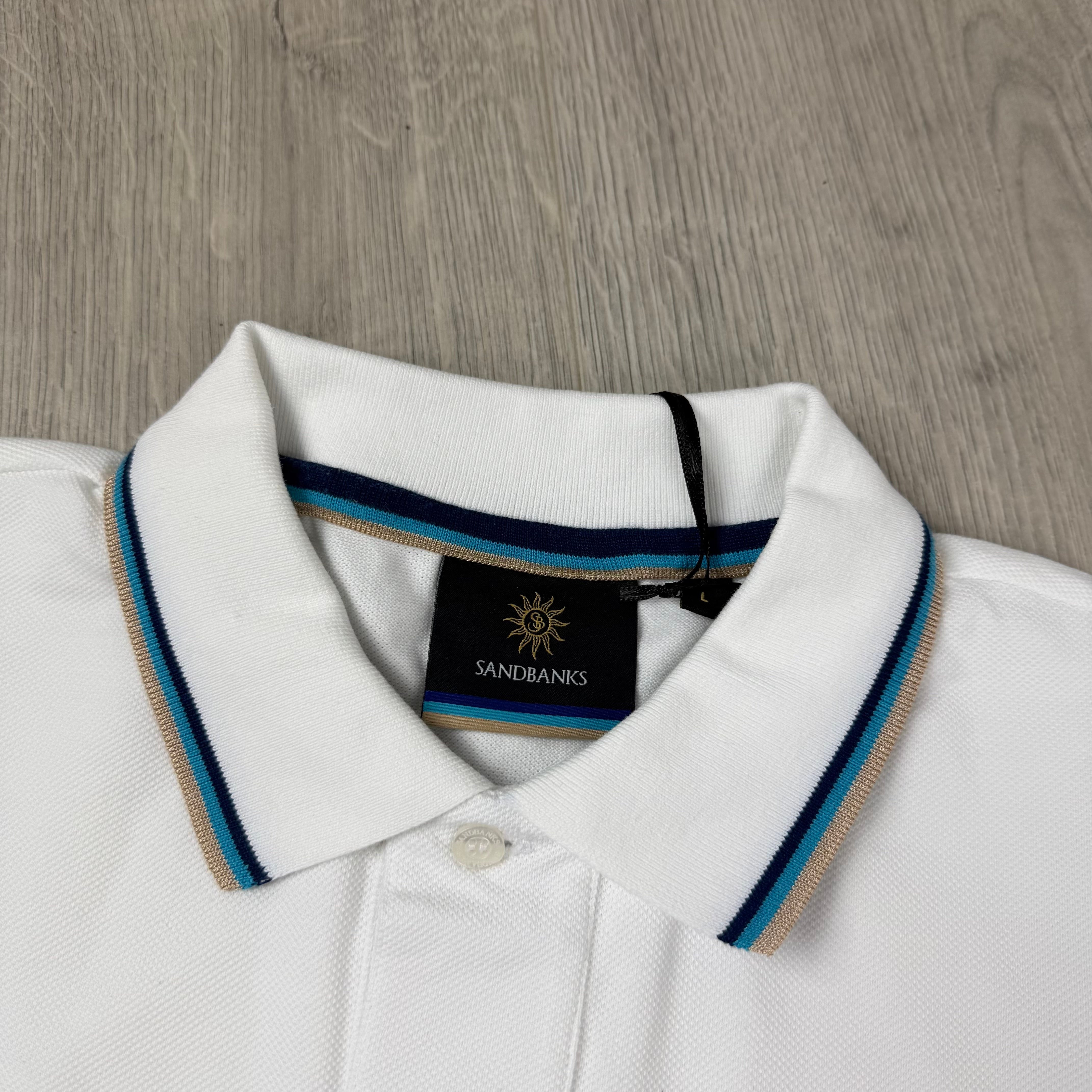 Sandbanks Badge Logo Polo Shirt - White