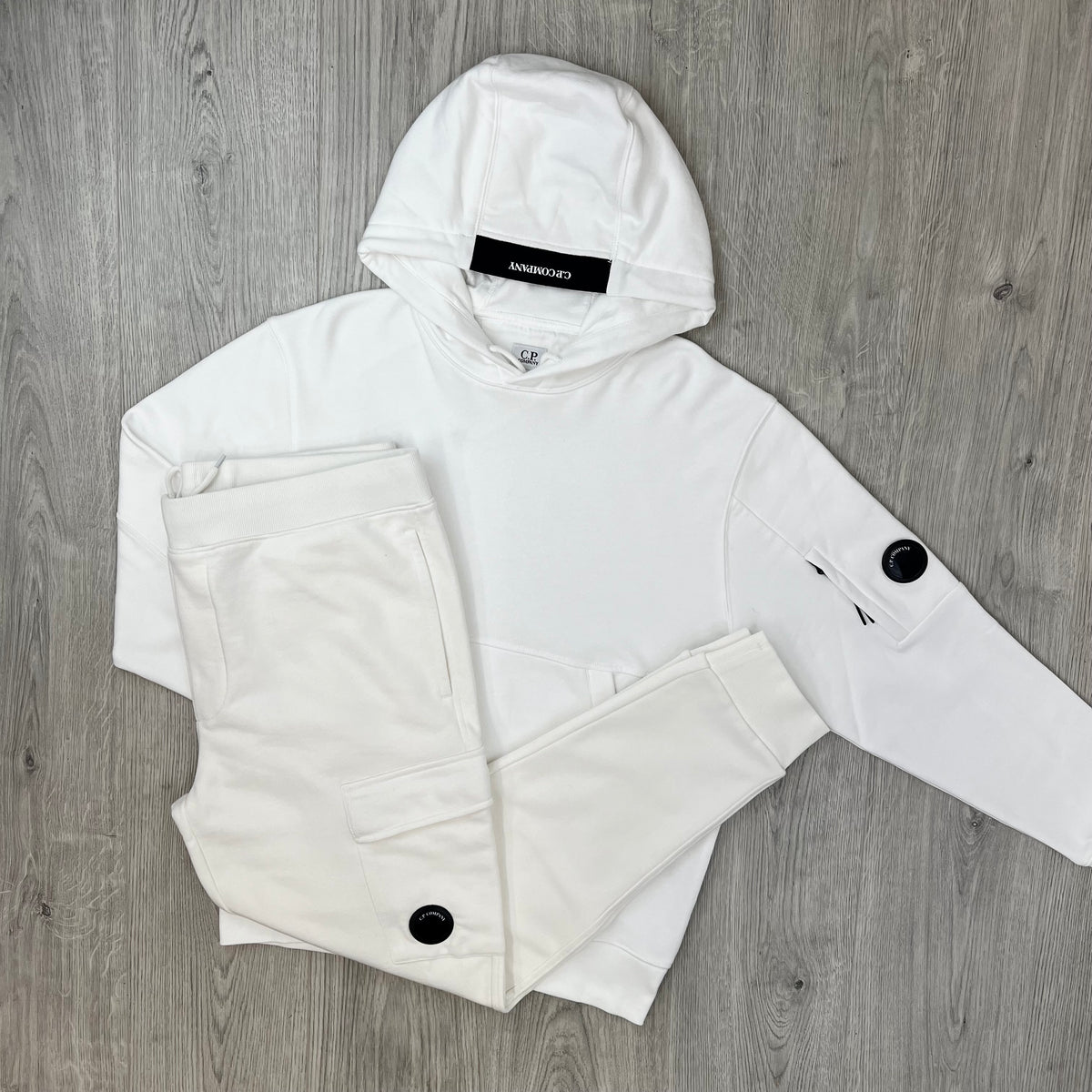 CP Company Raised Fleece Tracksuit - White