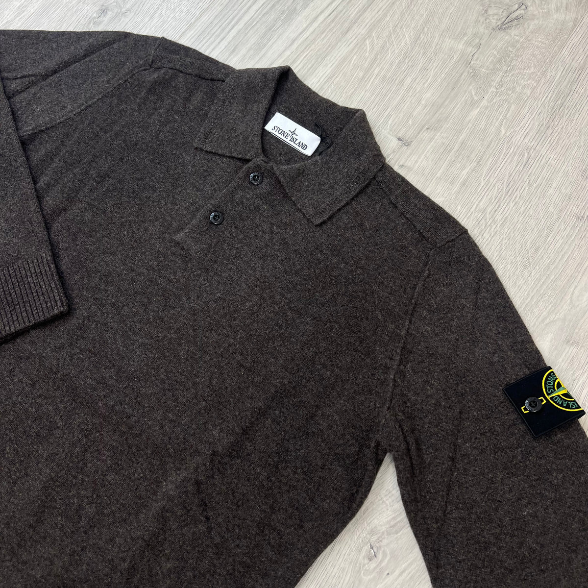 Stone Island Knit Polo Shirt - Melange Lead