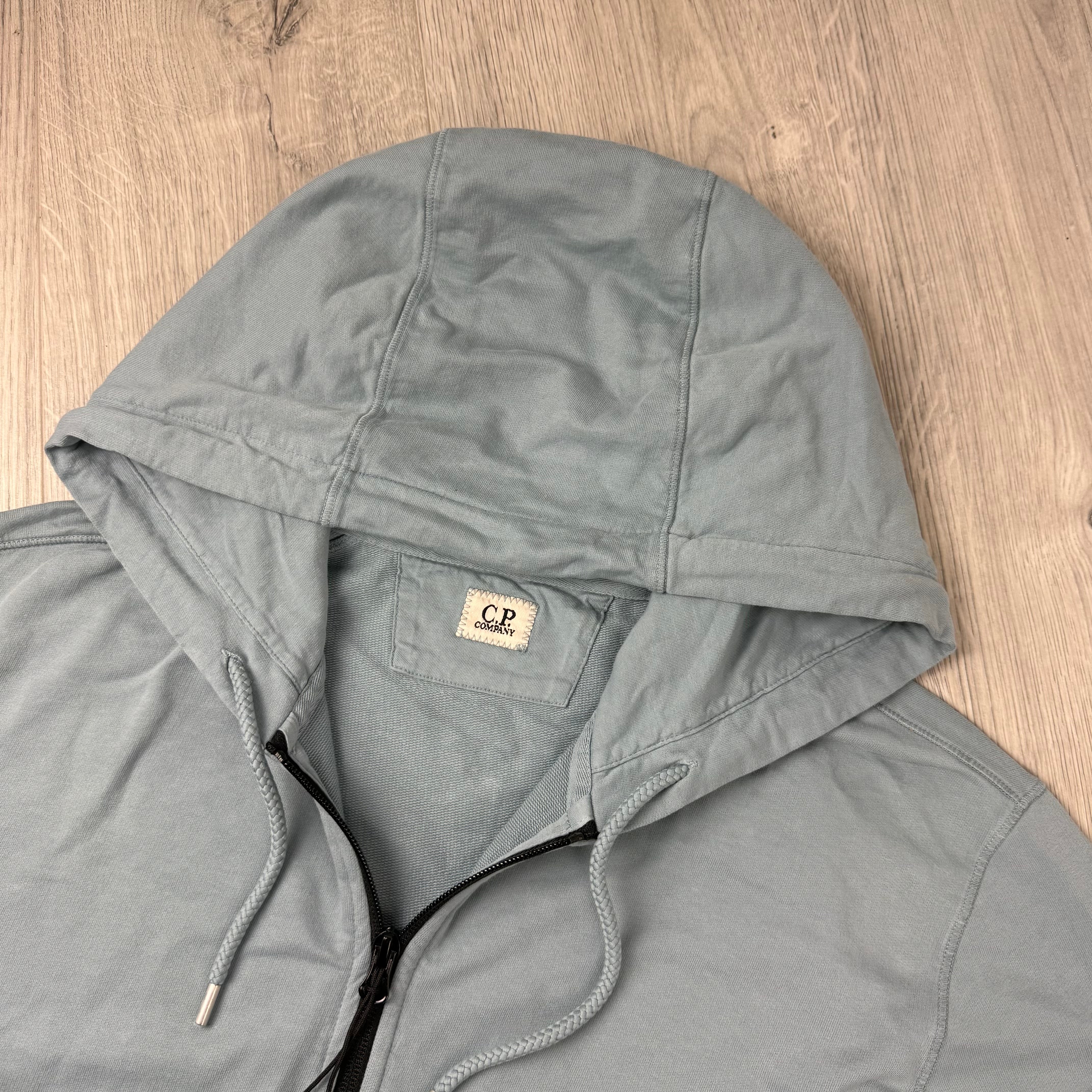 CP Company Light Fleece Zip Hoodie - Silver Blue