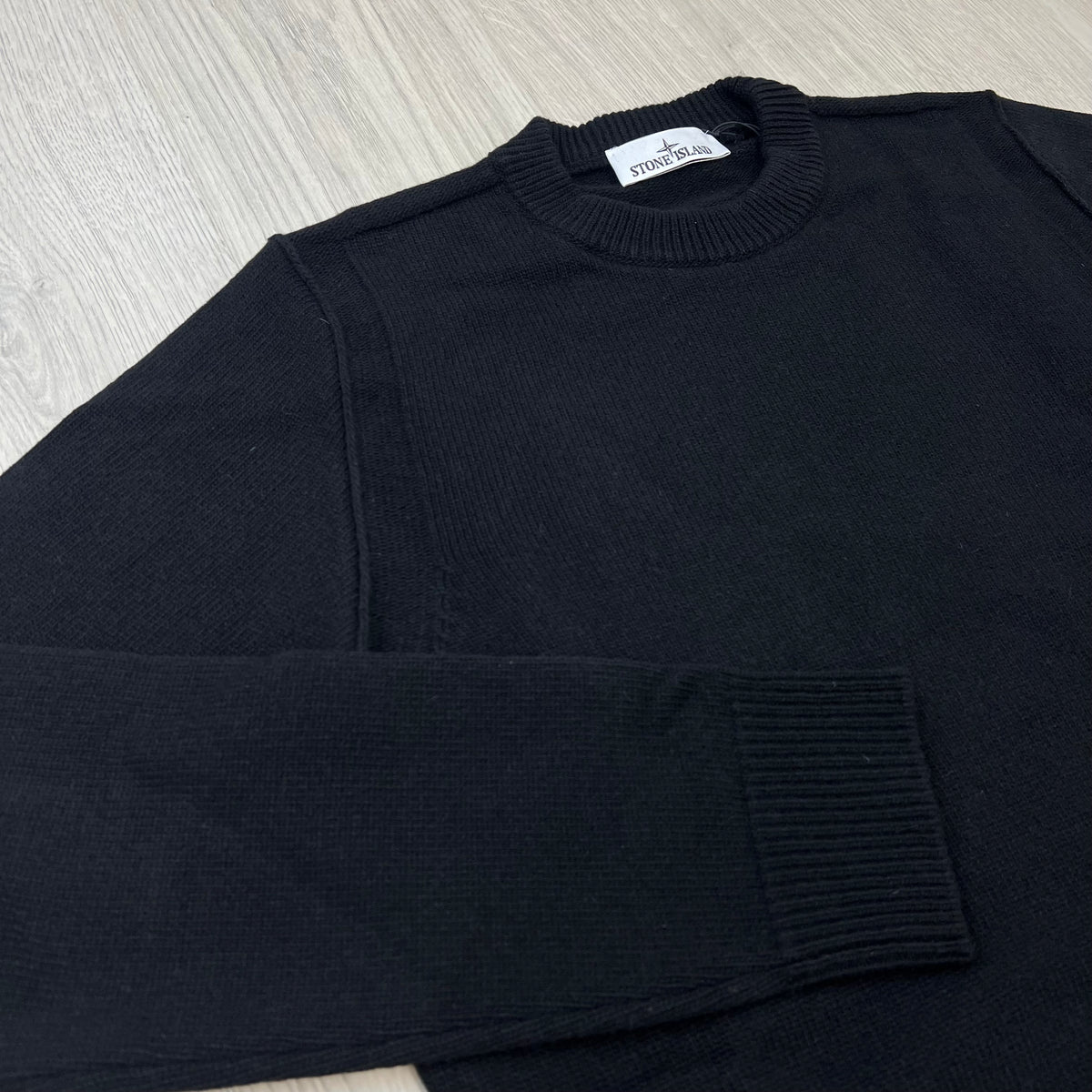 Stone Island Lambswool Knit Sweatshirt - Black