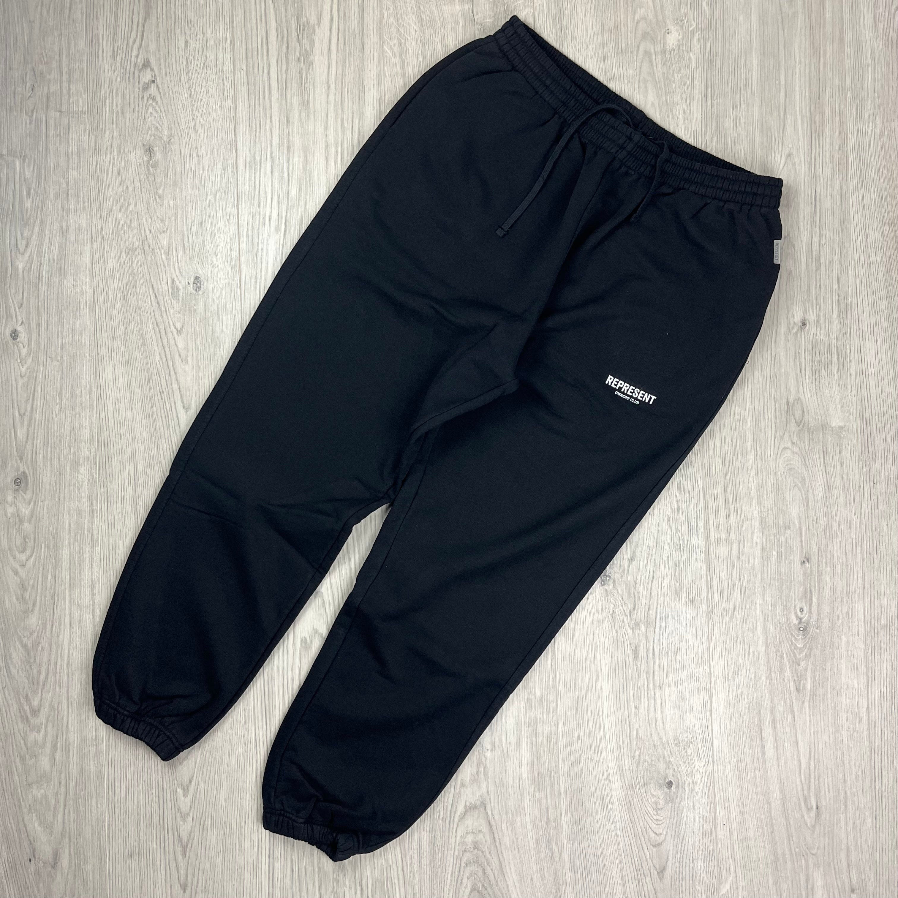 Represent Owners Club Sweatpants in Black. On sale at Open Attire.