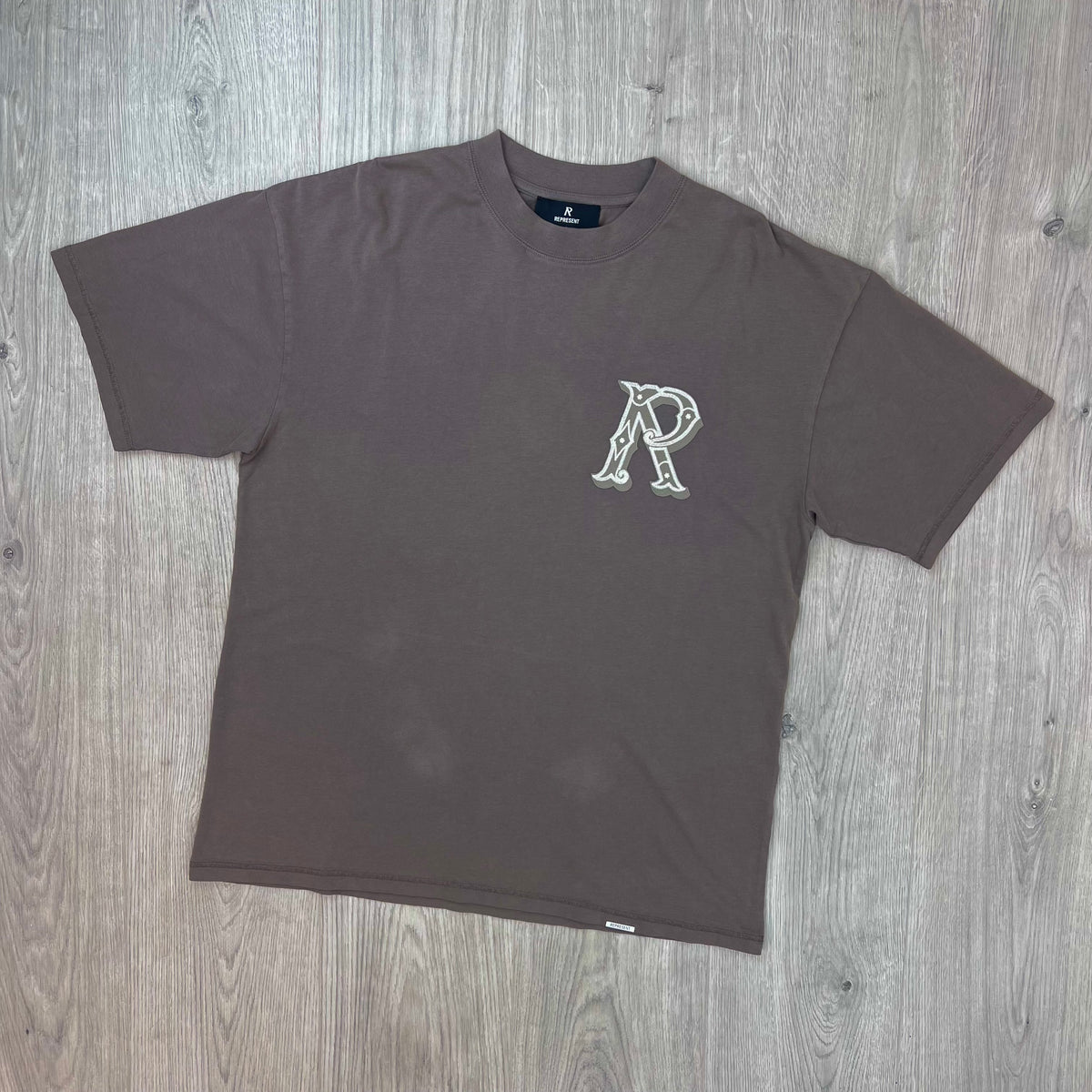 Represent 'Western Initials' T-Shirt in Dusty Brown - Front view.