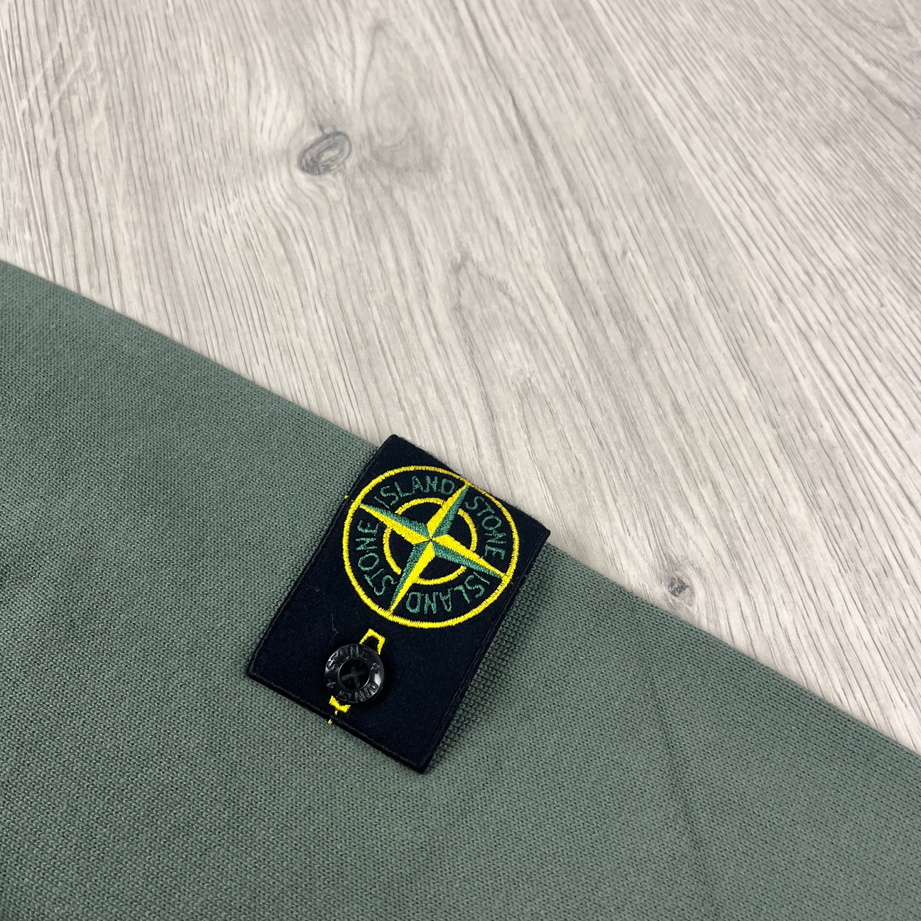 Stone Island Half Zip Knit Fleece in Musk Green. On sale at Open Attire.