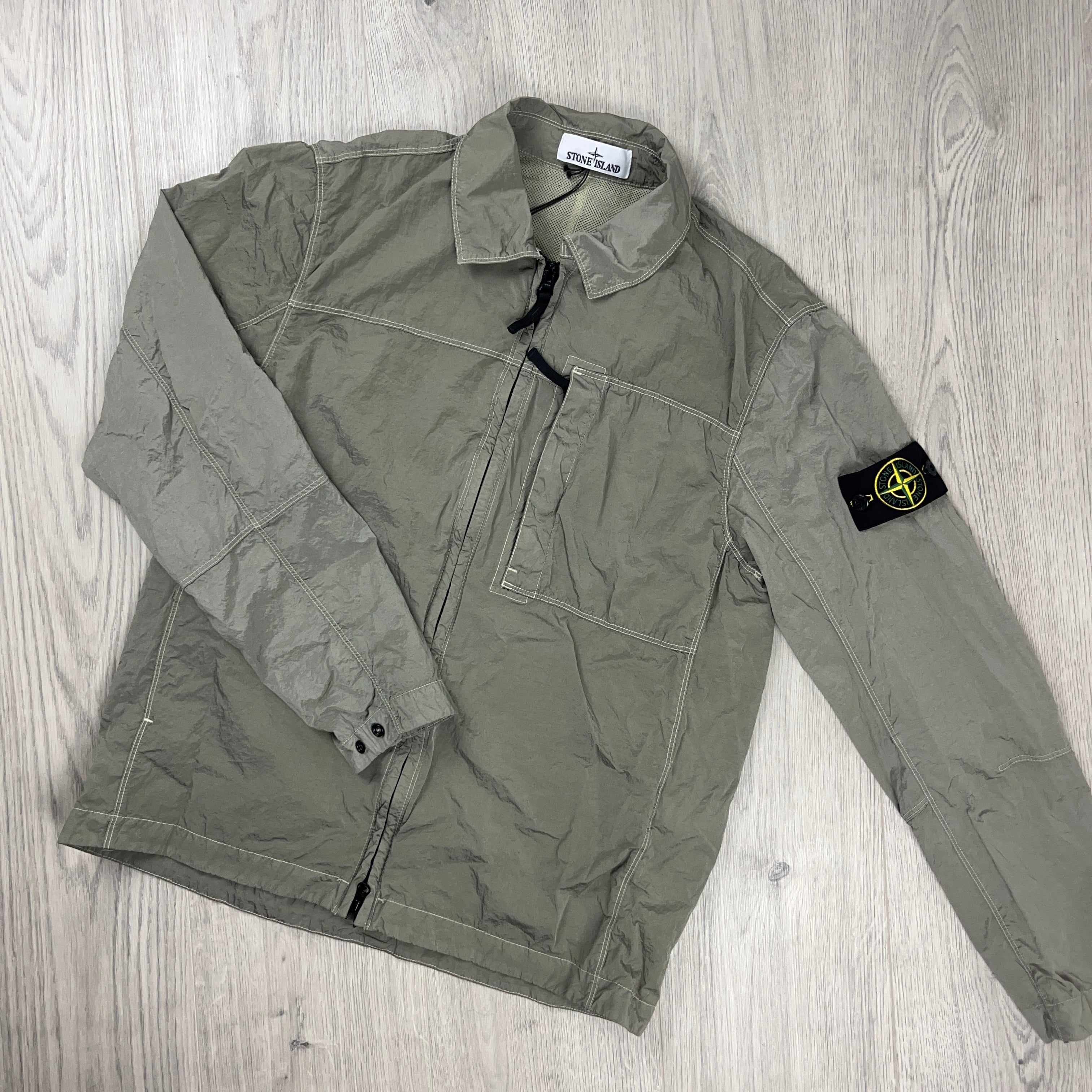 Stone Island Nylon Metal Overshirt in Off White. On sale at Open Attire.