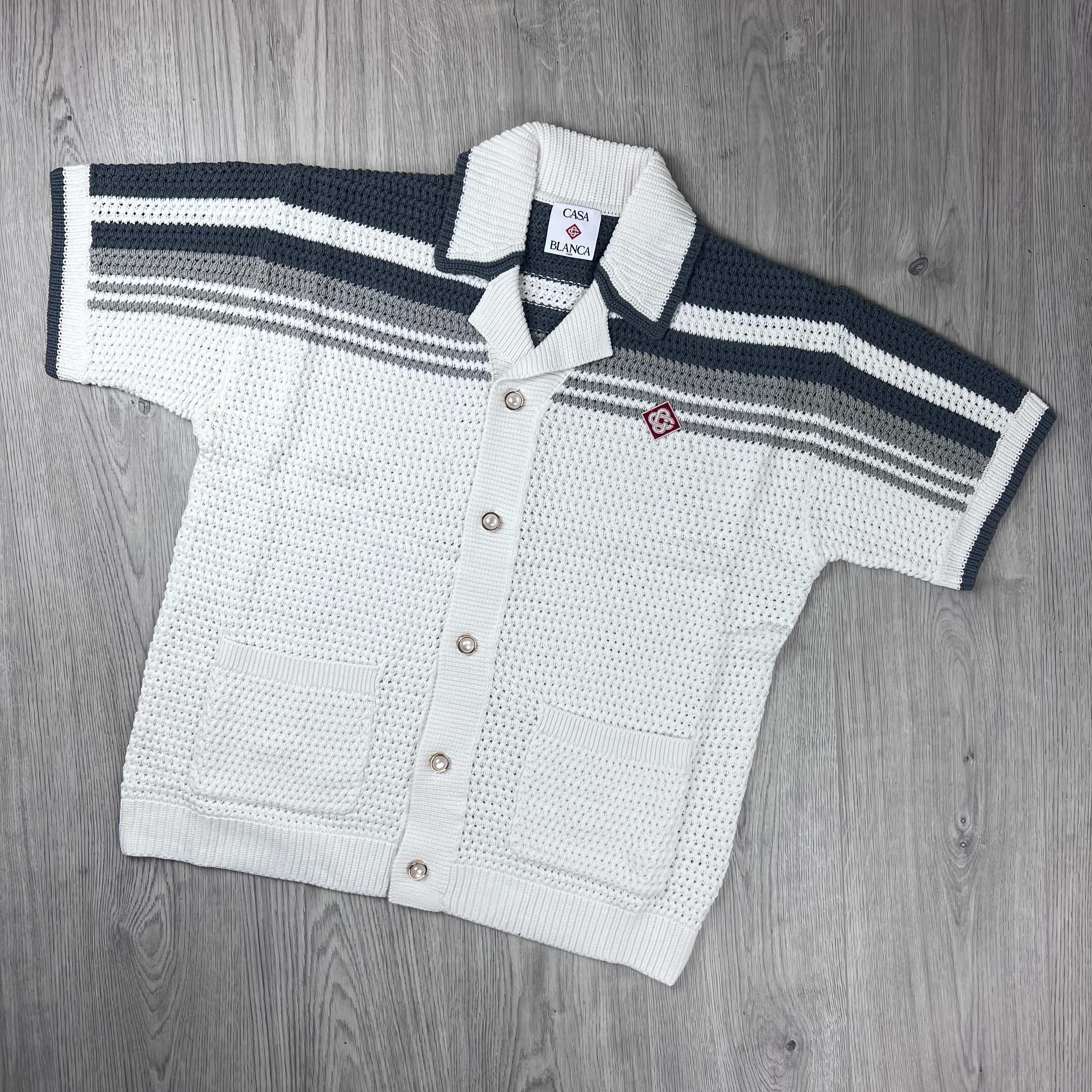 Casablanca Stripe Crochet Shirt - White