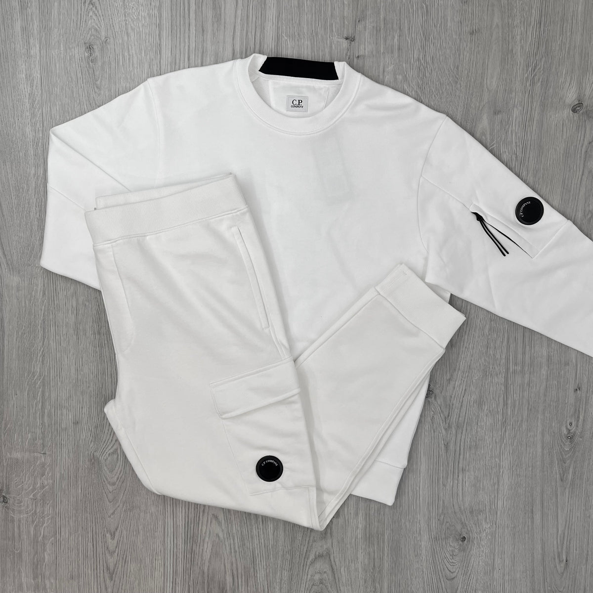 CP Company Raised Fleece Tracksuit - White
