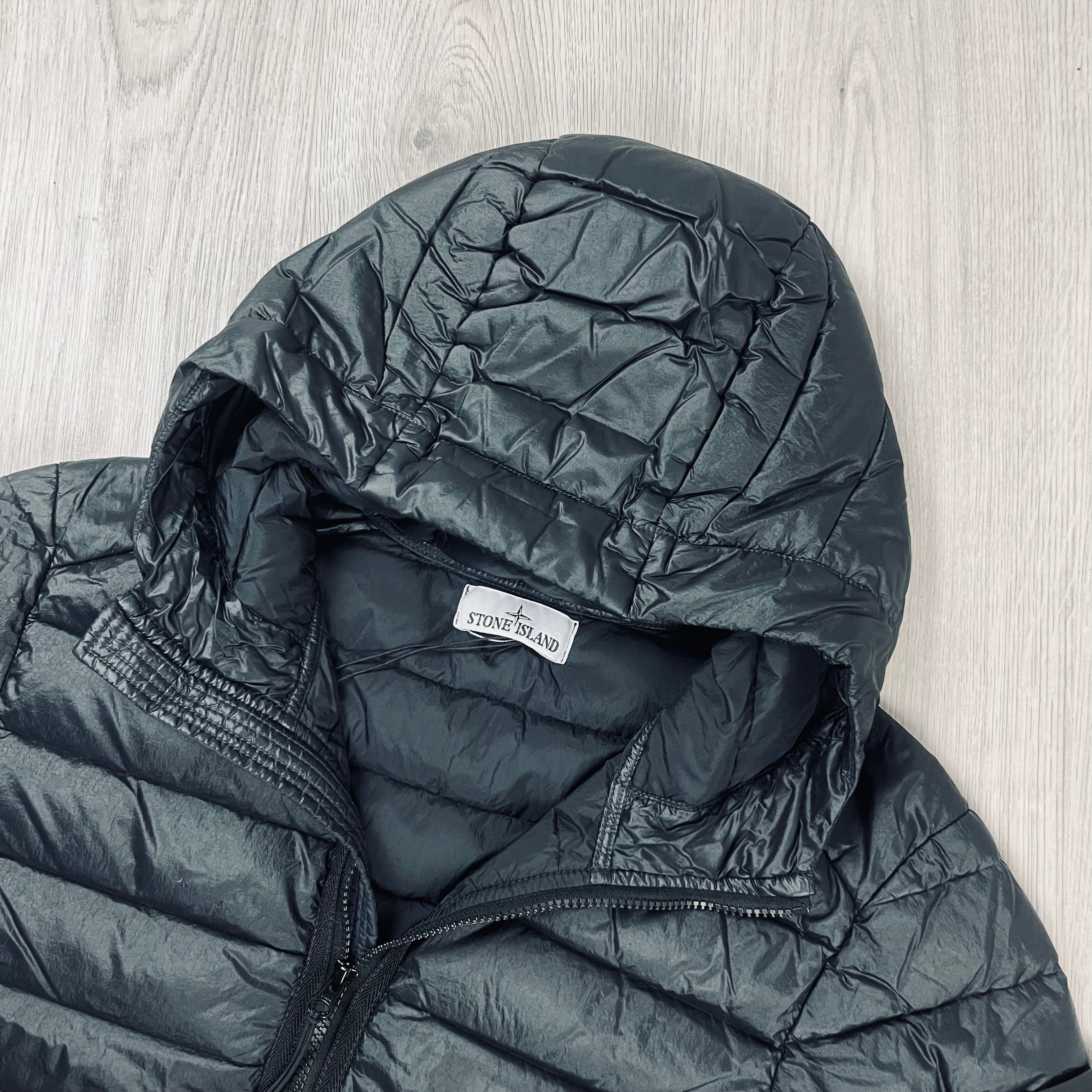 Stone Island Loom Woven Down Jacket in Black. On sale at Open Attire.