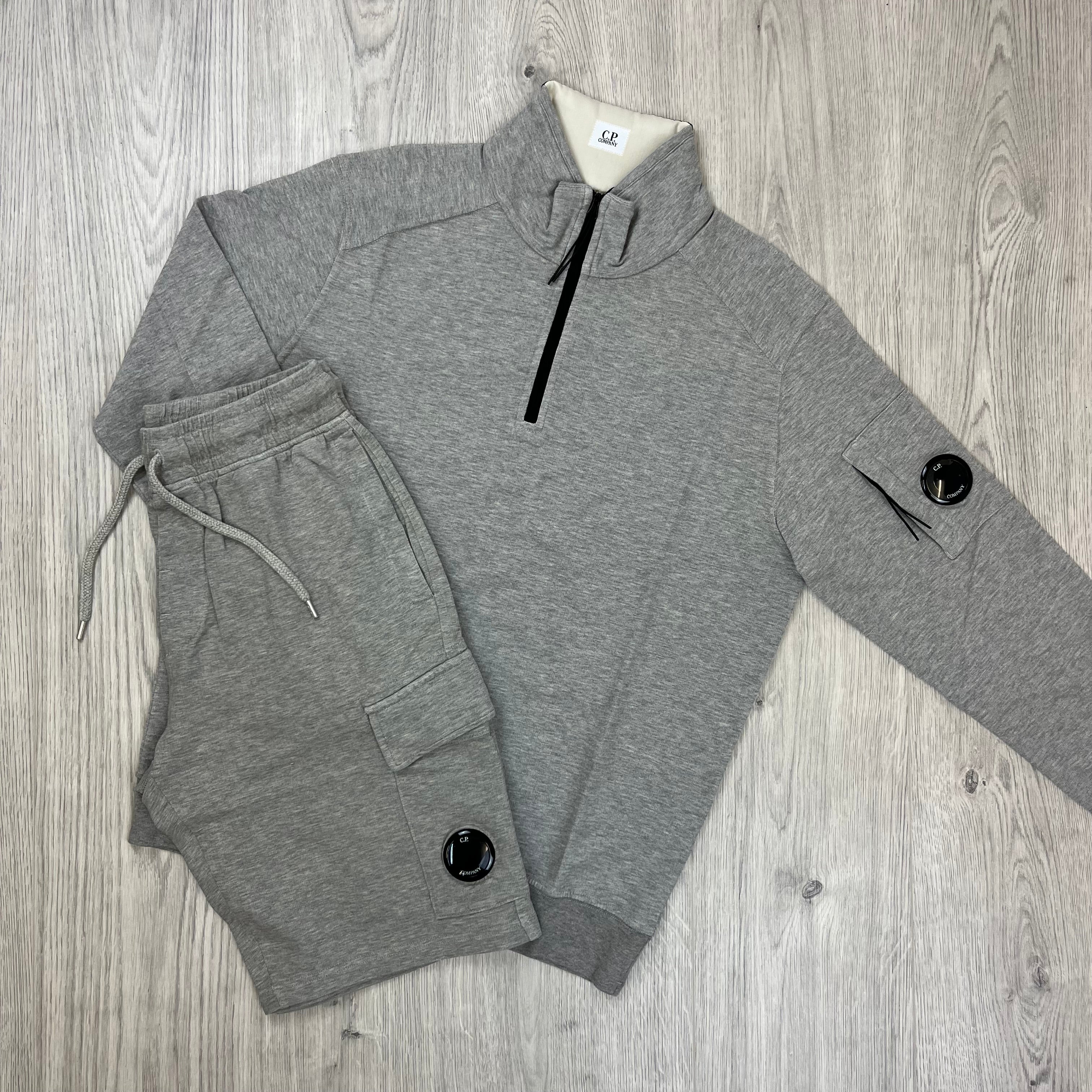 CP Company Tracksuit in Greystone Melange. On sale at Open Attire.