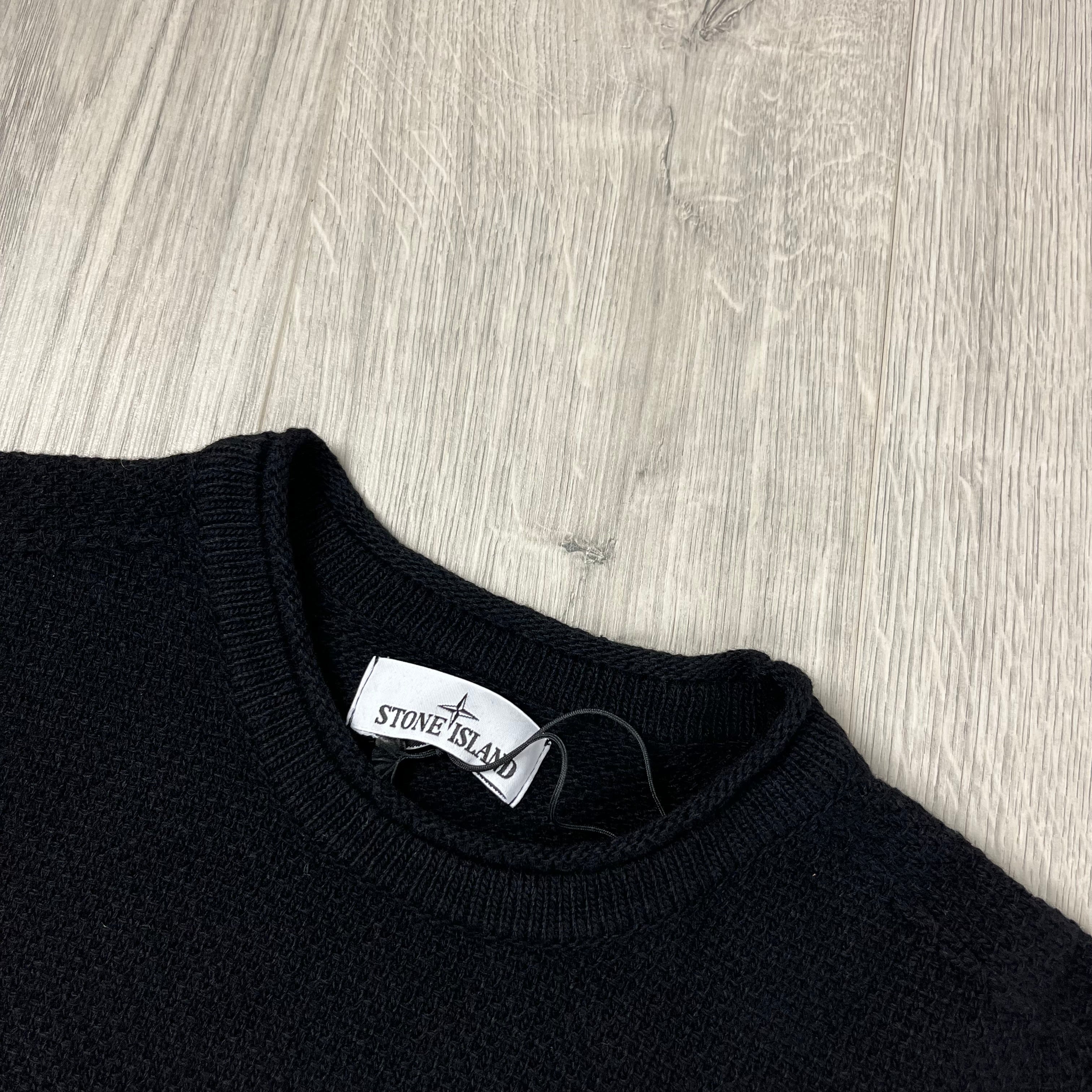 Stone Island Lambswool Sweatshirt in Black. On sale at Open Attire.