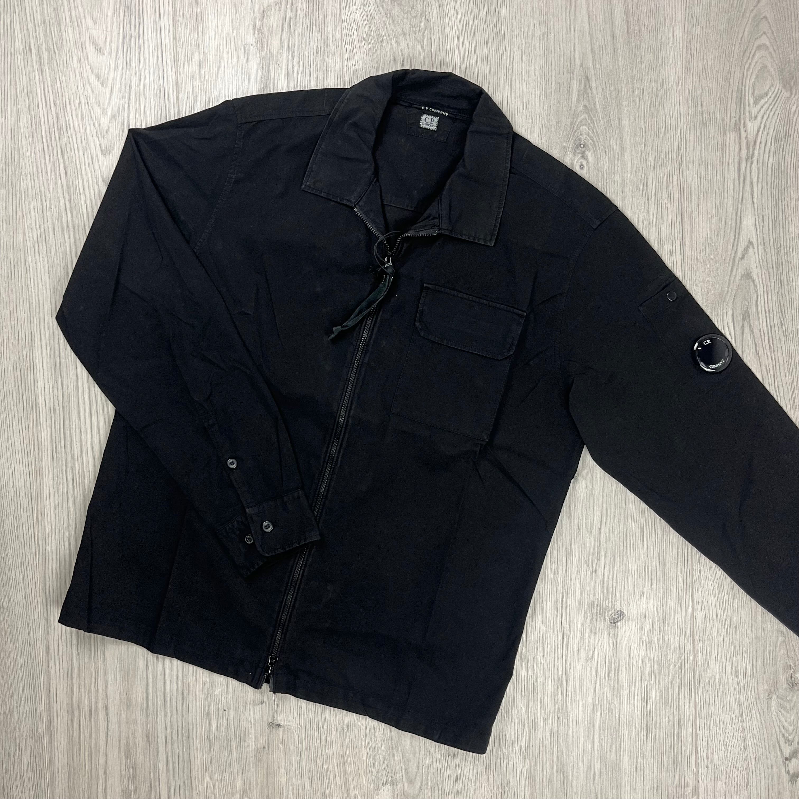 CP Company Gabardine Overshirt in Black. On sale at Open Attire.