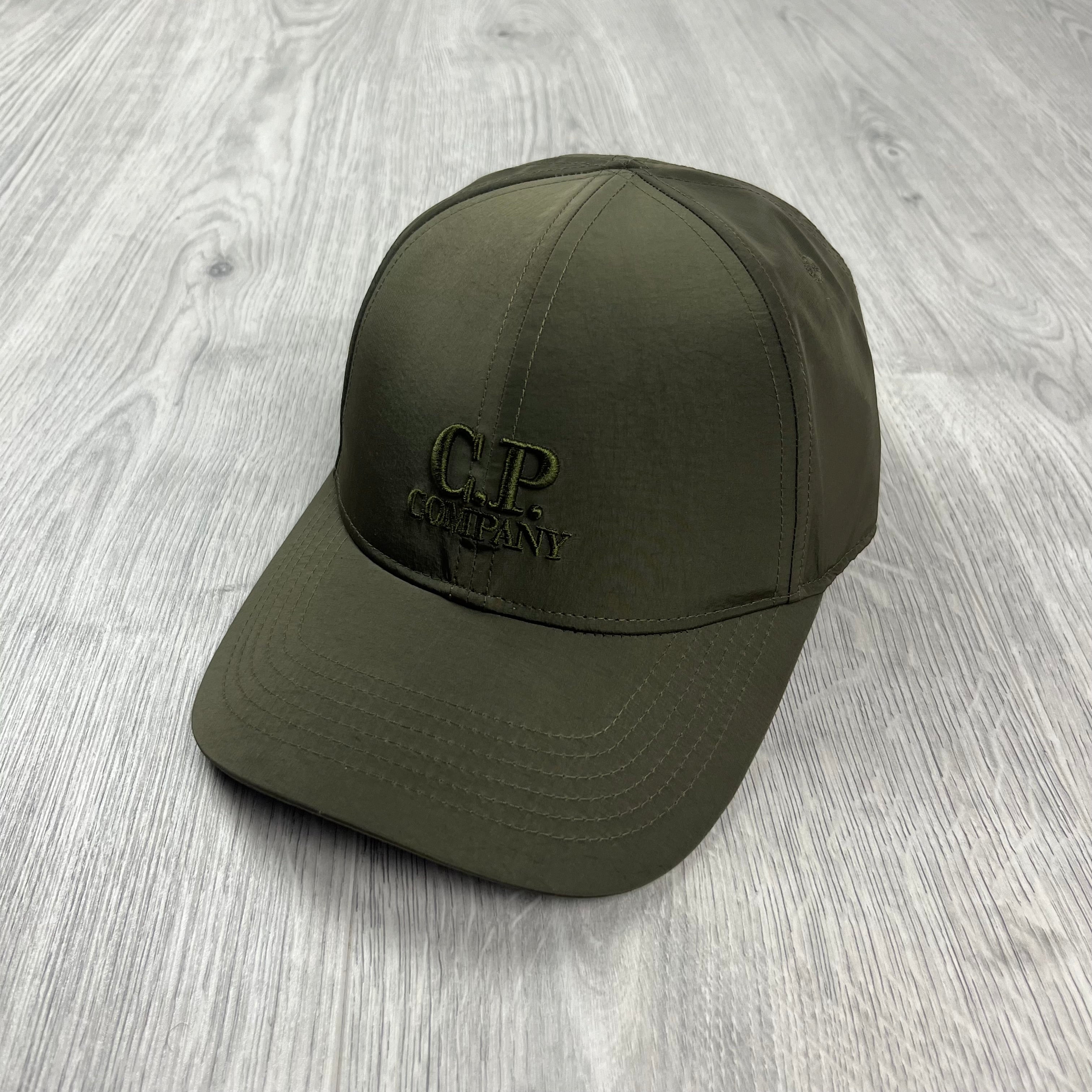 CP Company Chrome-R Baseball Cap in Ivy Green. On sale at Open Attire.