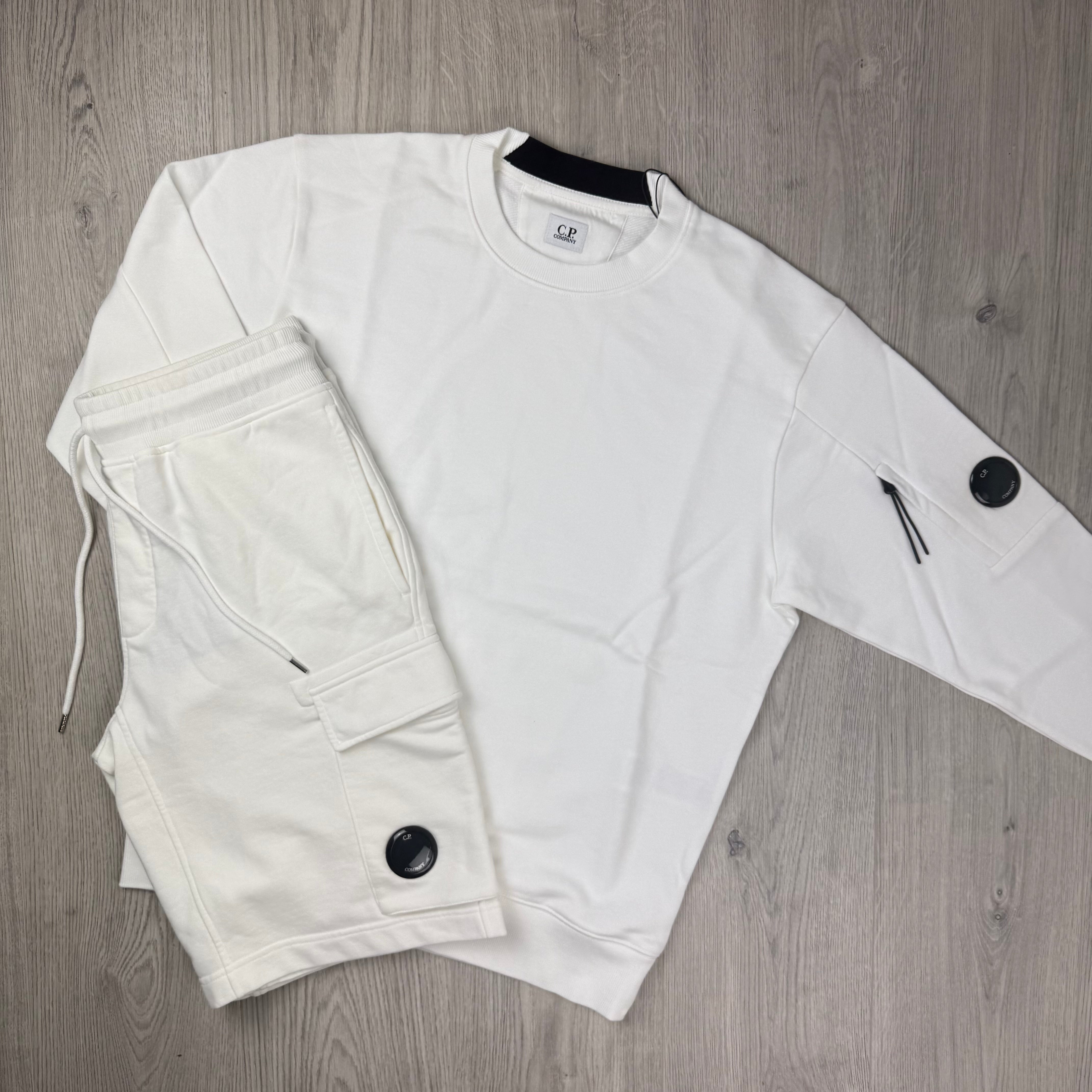 CP Company Raised Fleece Tracksuit - White