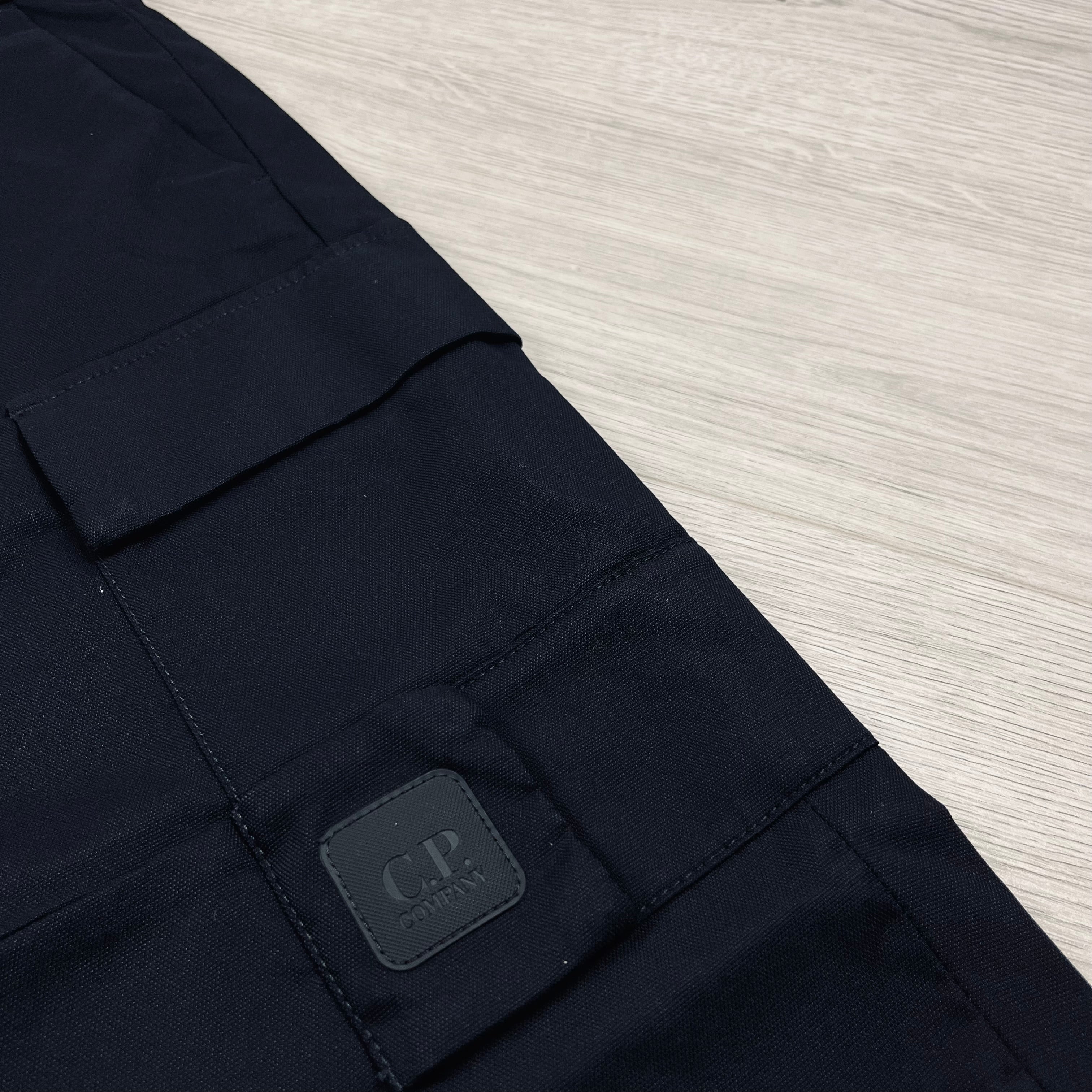 CP Company Metropolis Technical Panama Cargo Trousers in Black. On sale at Open Attire. 