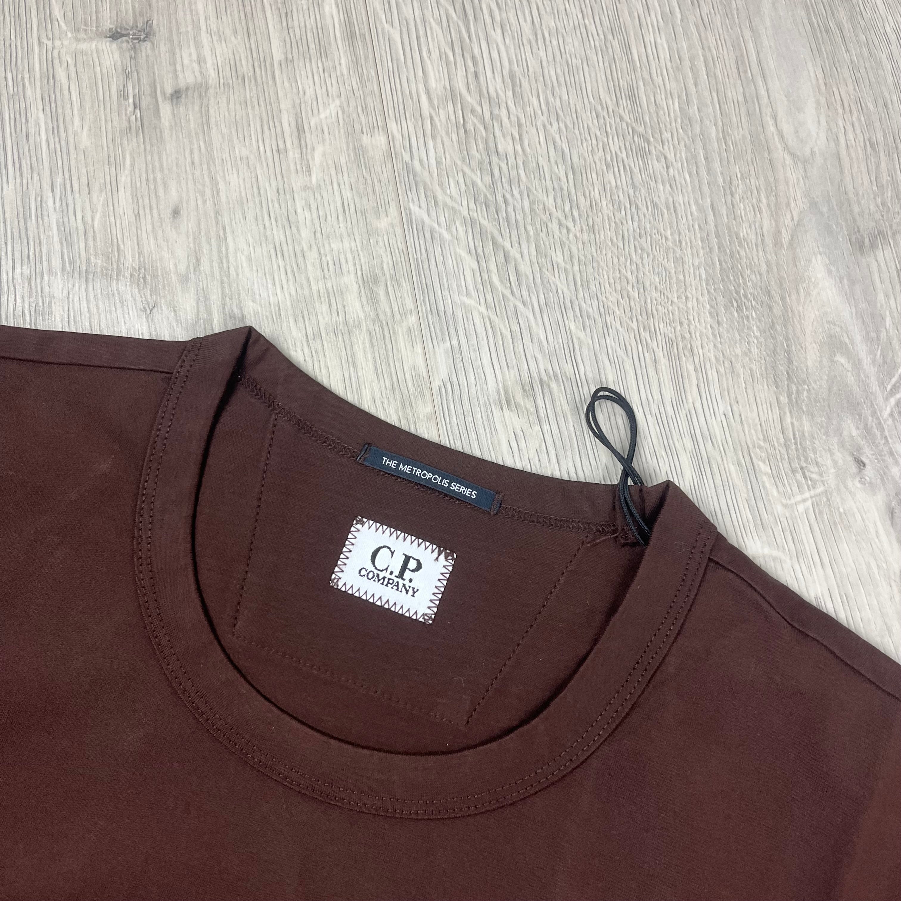 CP Company Metropolis Series T-Shirt in Rum Raisin. On sale at Open Attire.