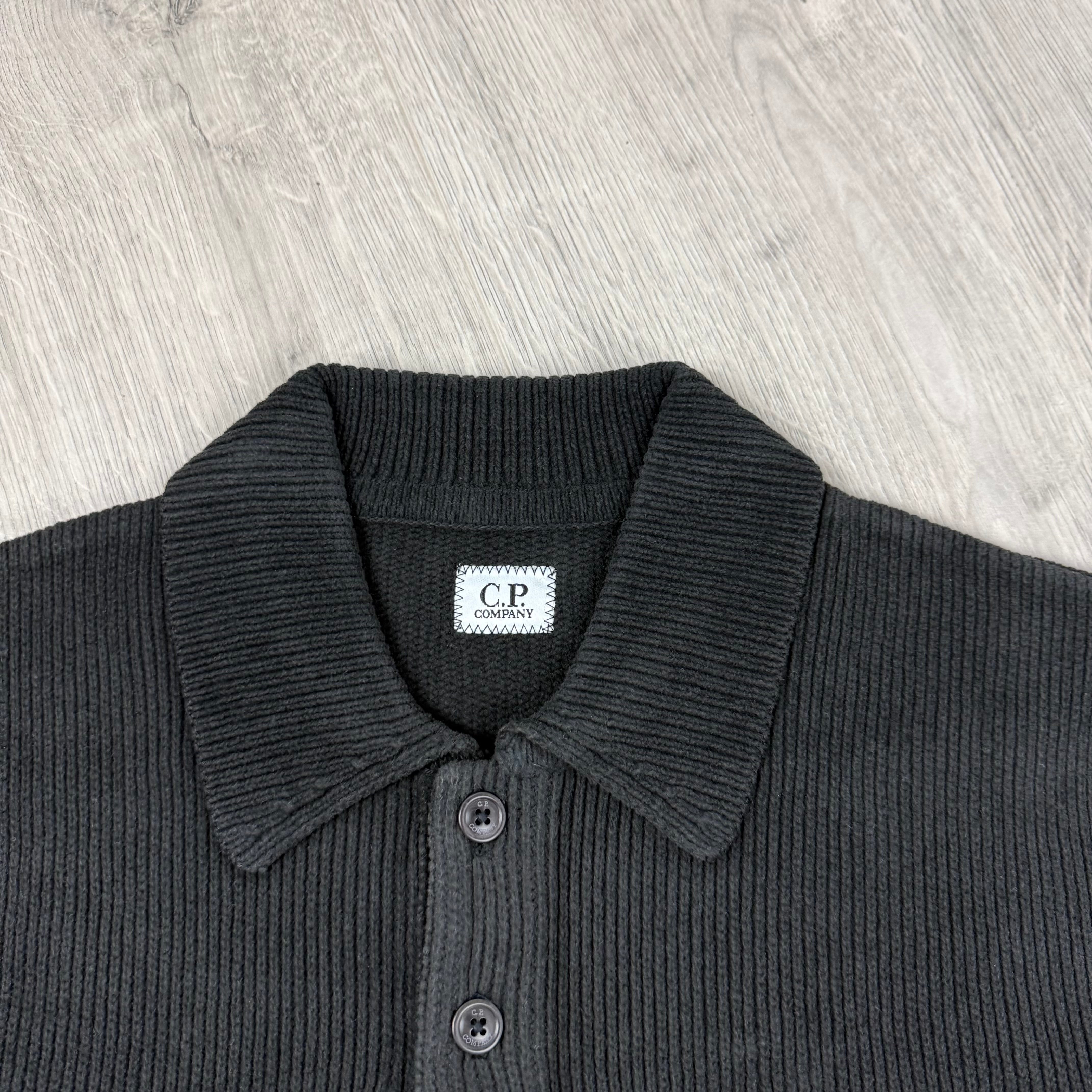 CP Company Chenille Knit Polo - Black