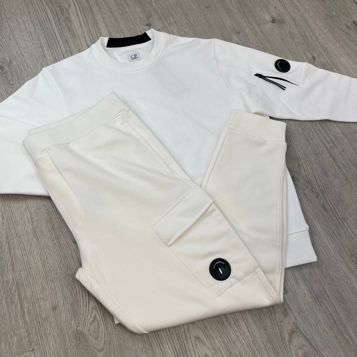 CP Company Raised Fleece Tracksuit - White