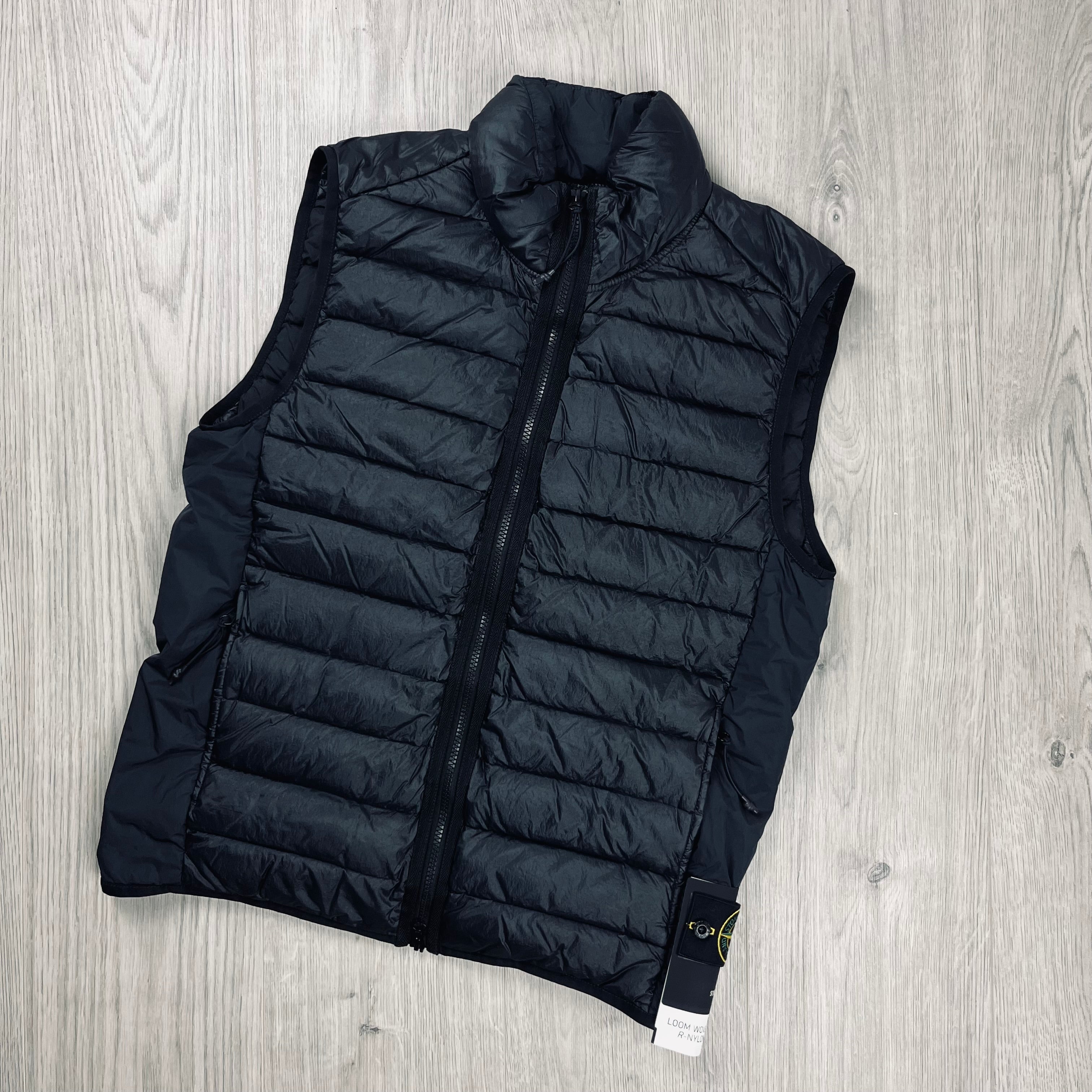 Stone Island Nylon Down Gilet in Black. On sale at Open Attire.