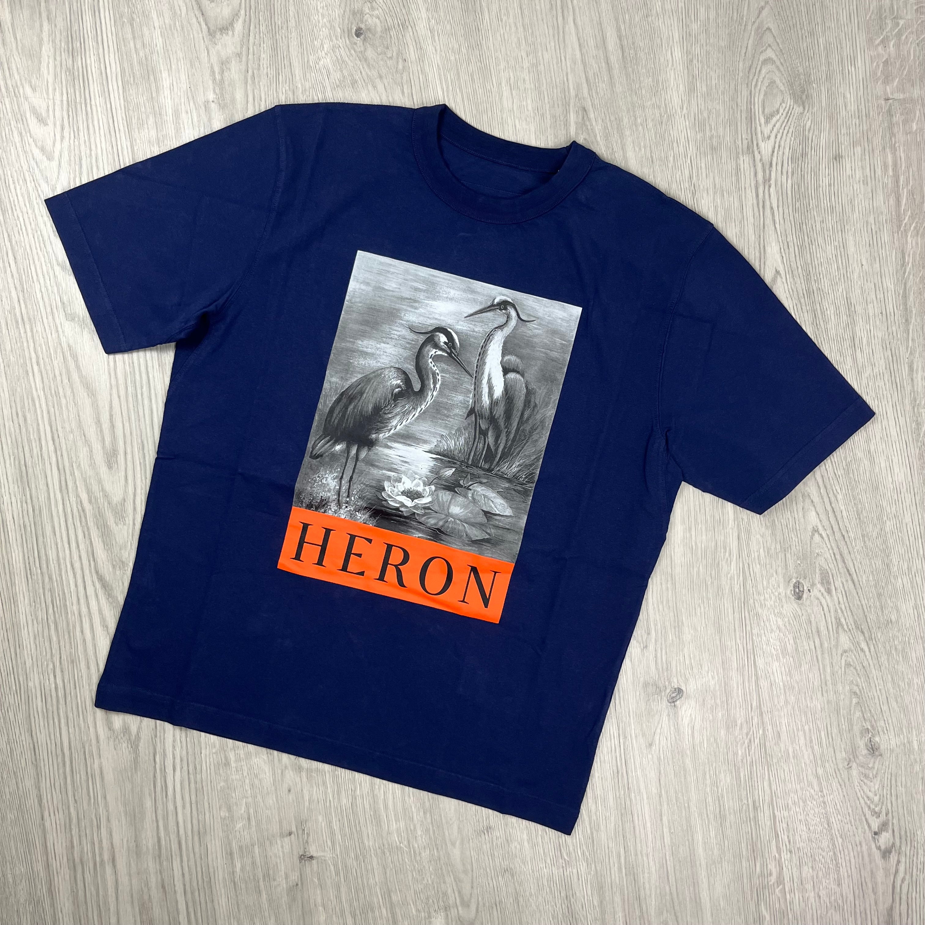 Heron Preston Printed T-shirt in Navy Blue. On sale at Open Attire.