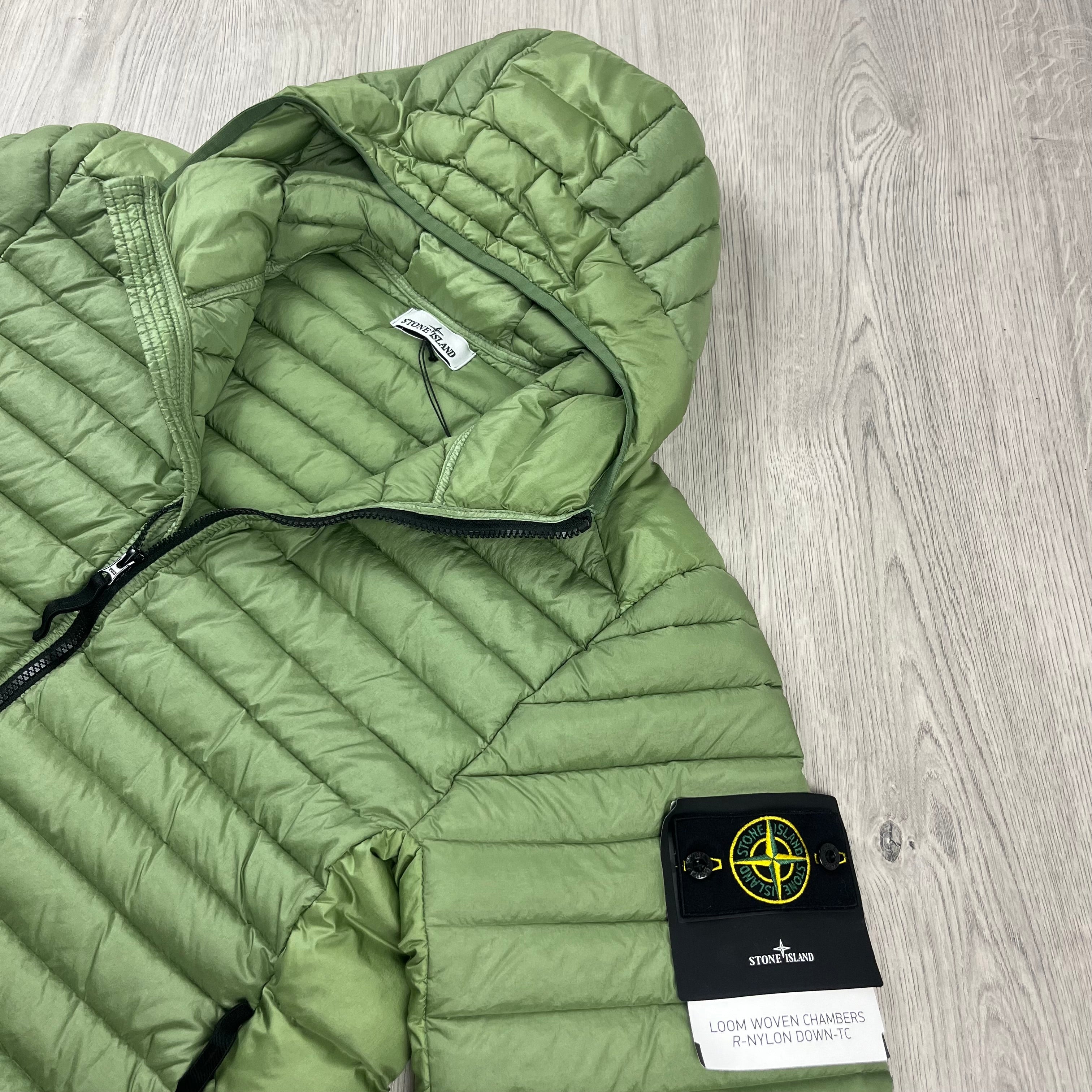 Stone Island Woven Down Jacket - Sage Green