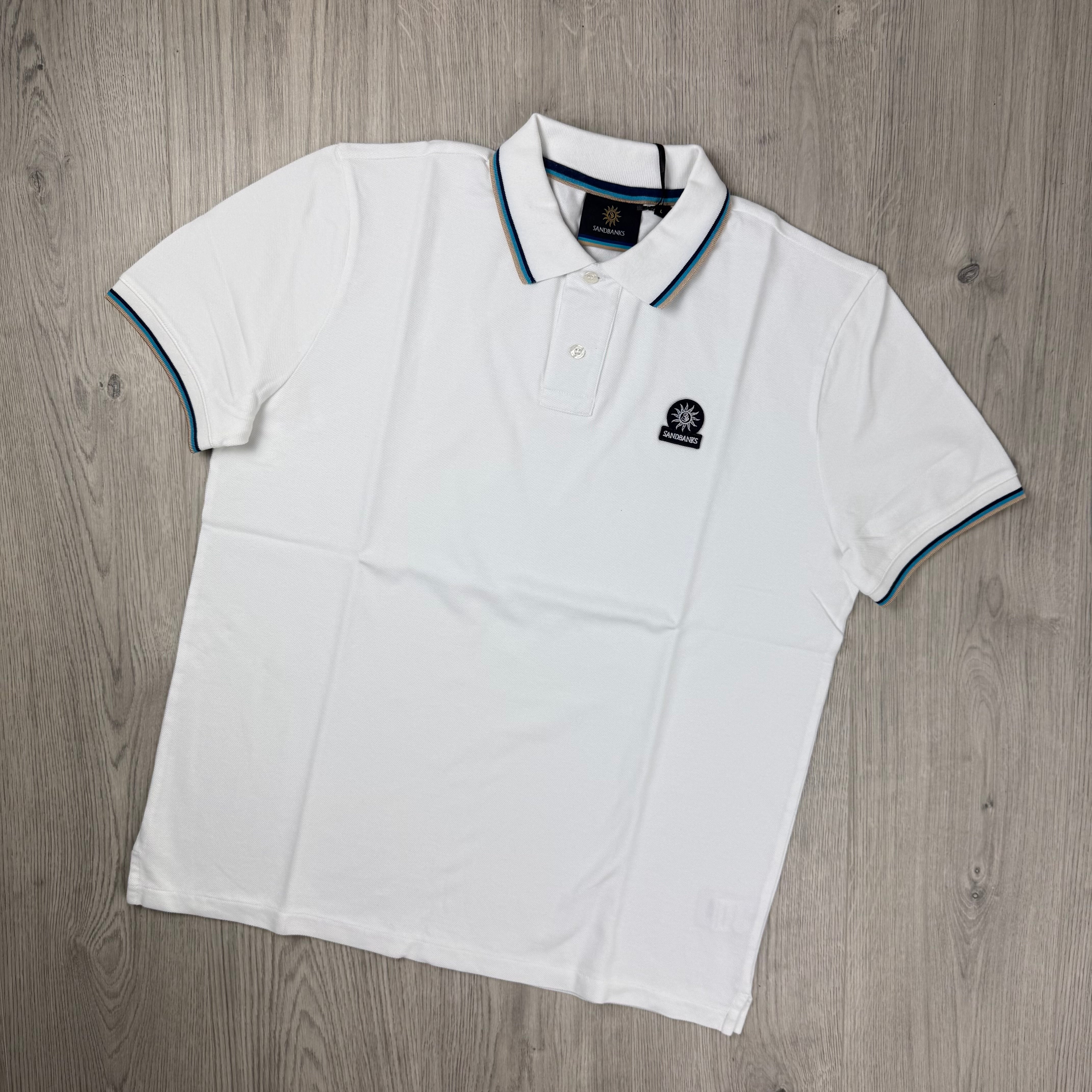 Sandbanks Badge Logo Polo Shirt - White