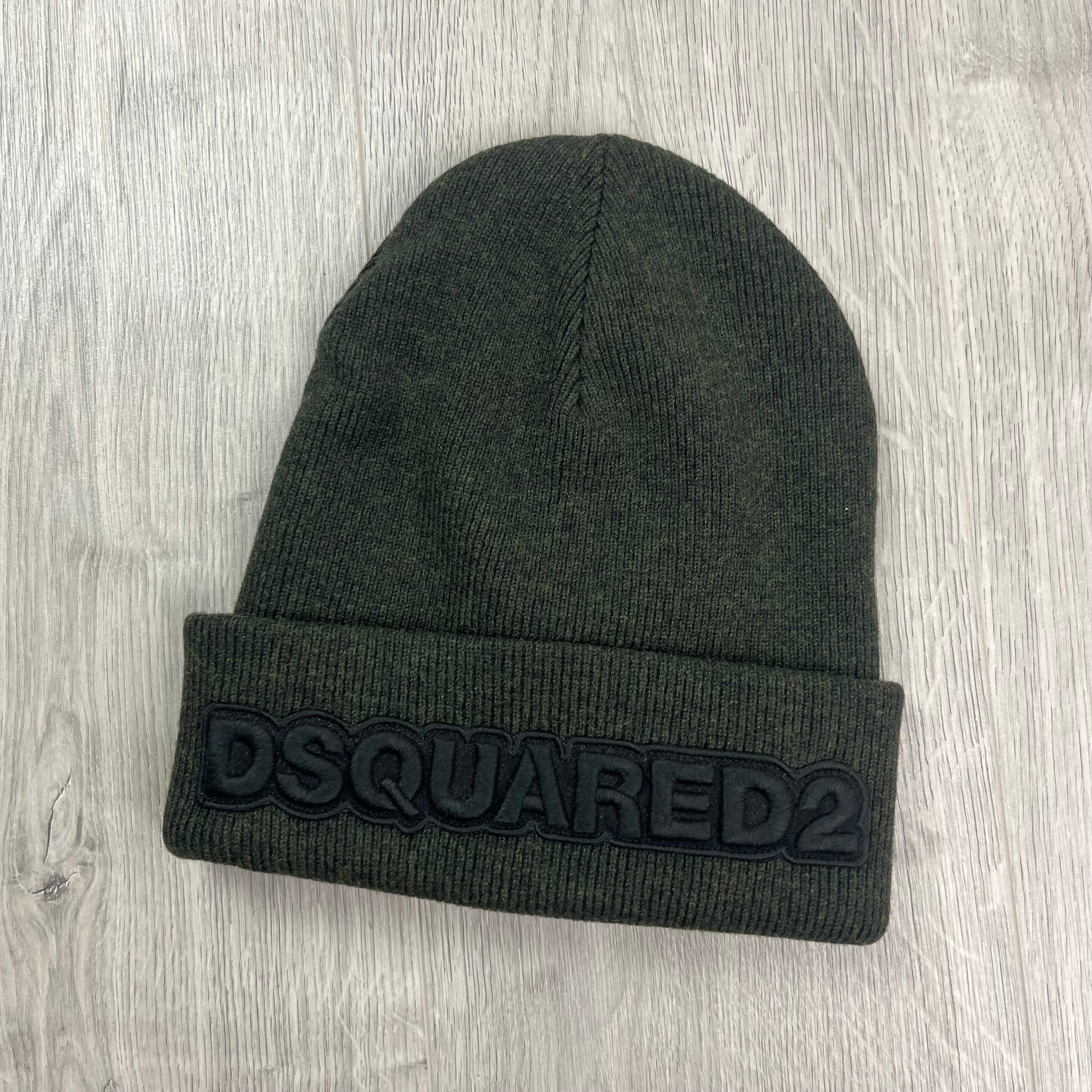 DSQUARED2 wool beanie in Khaki. On sale at Open Attire.