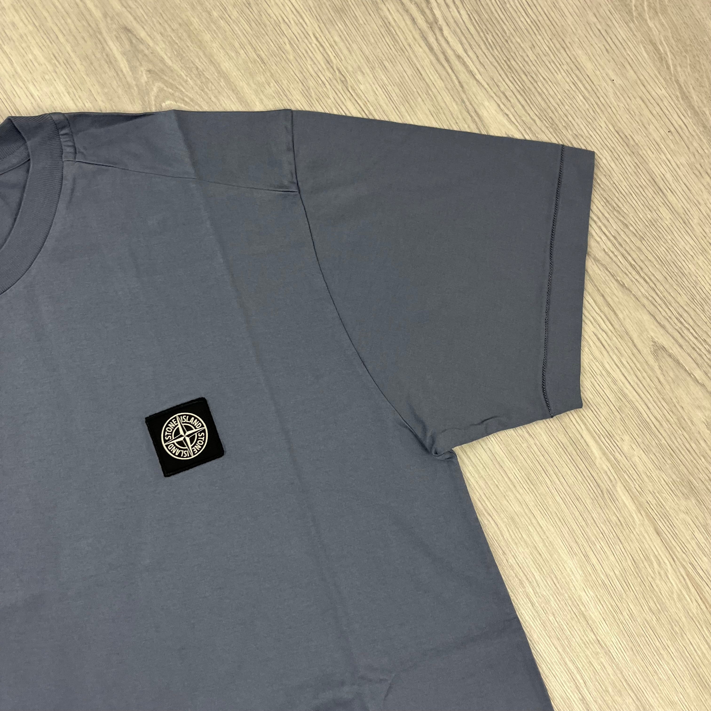 Stone Island Patch T-shirt in Mid Blue. On sale at Open Attire.