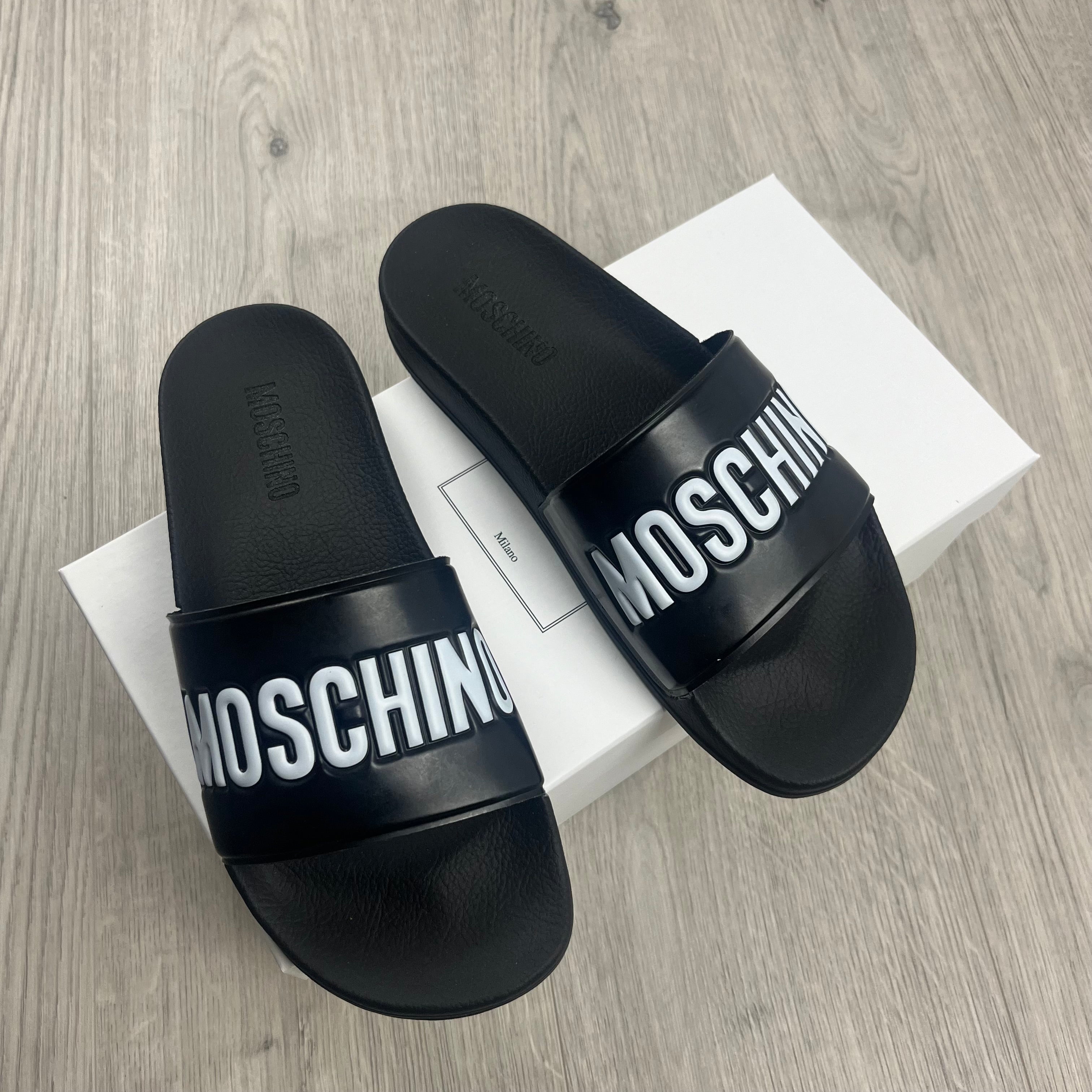 Moschino Logo Slides - Black