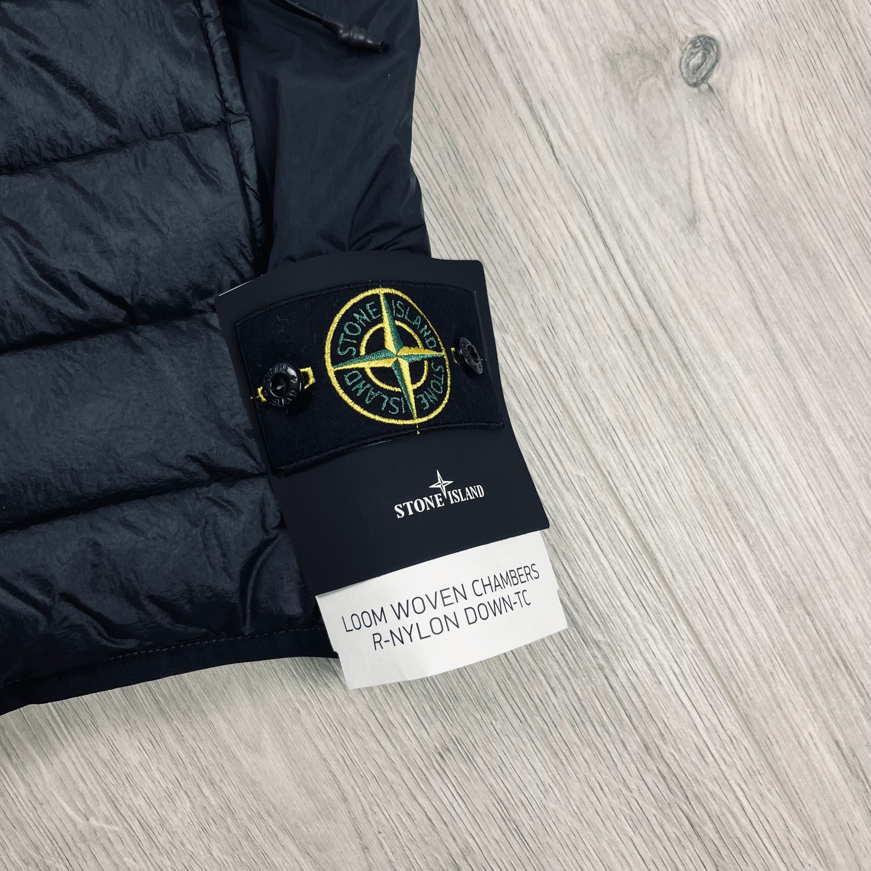 Stone Island Nylon Down Gilet in Black. On sale at Open Attire.