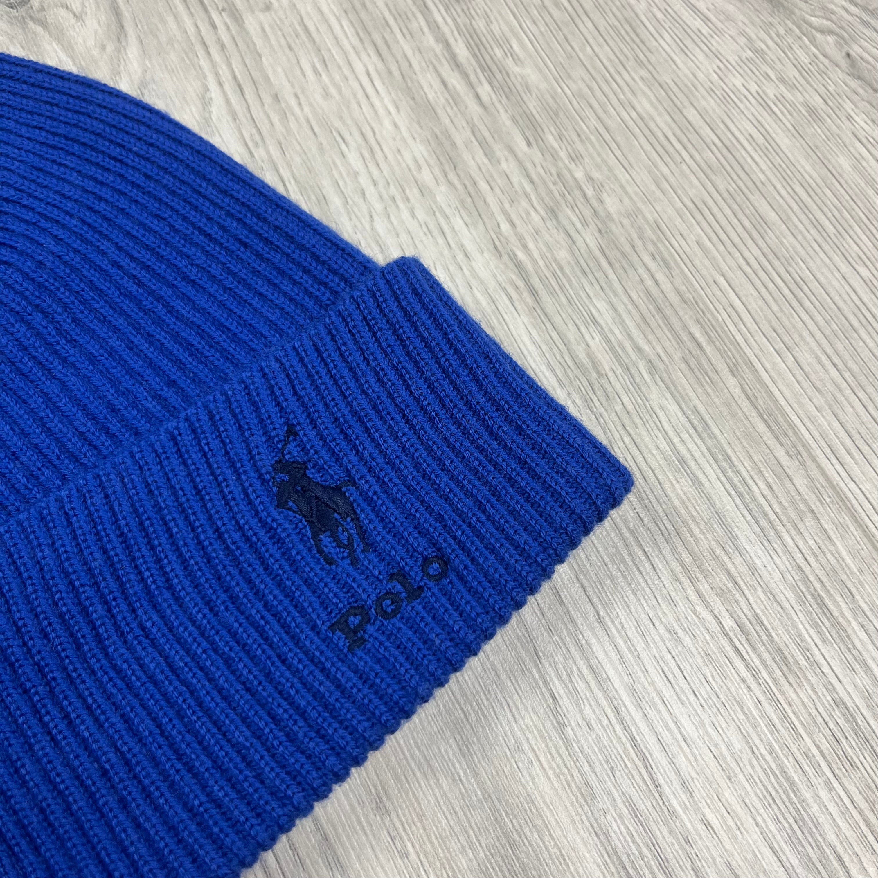 Polo Ralph Lauren Beanie in Royal Blue. On sale at Open Attire.