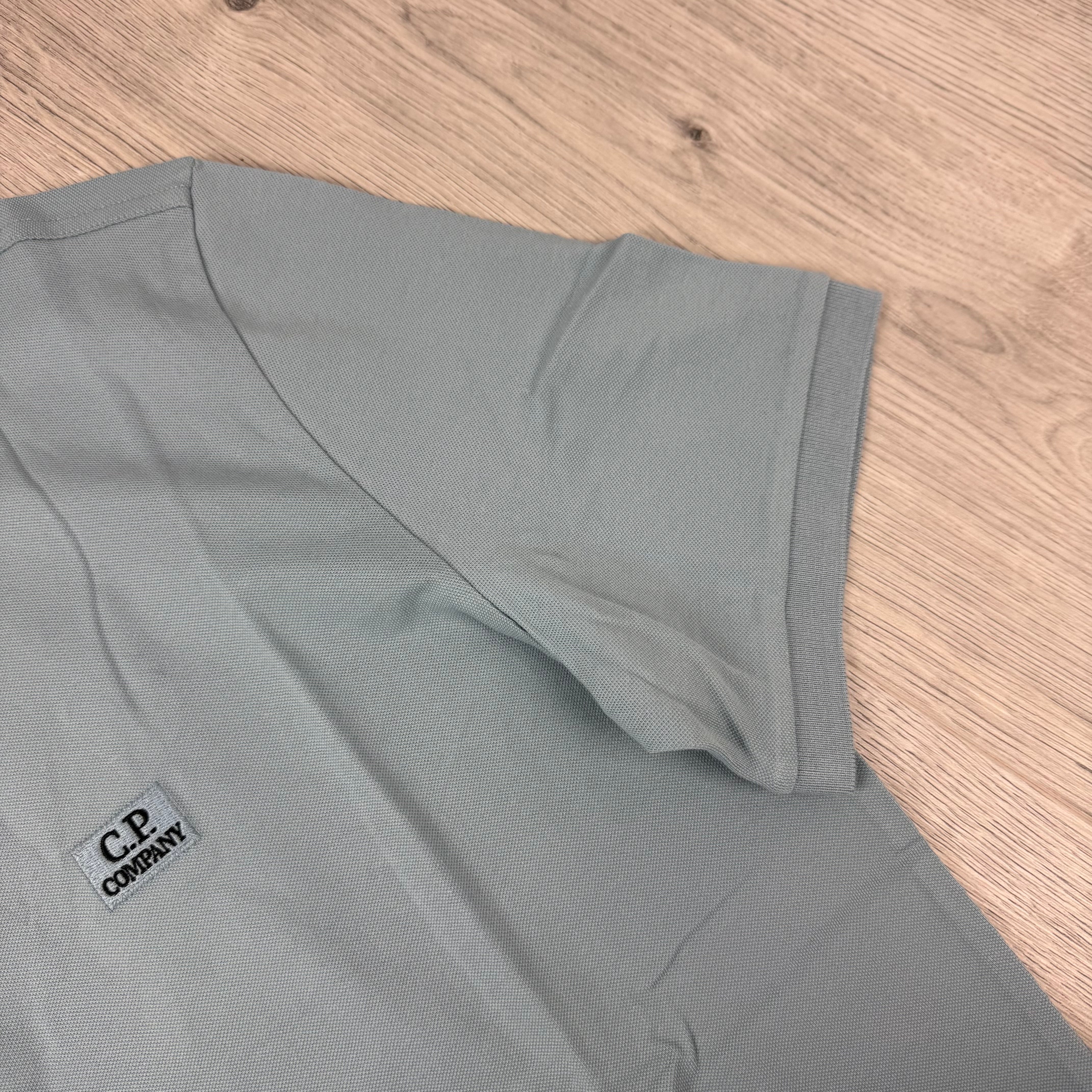 CP Company Piquet Polo Shirt - Silver Blue