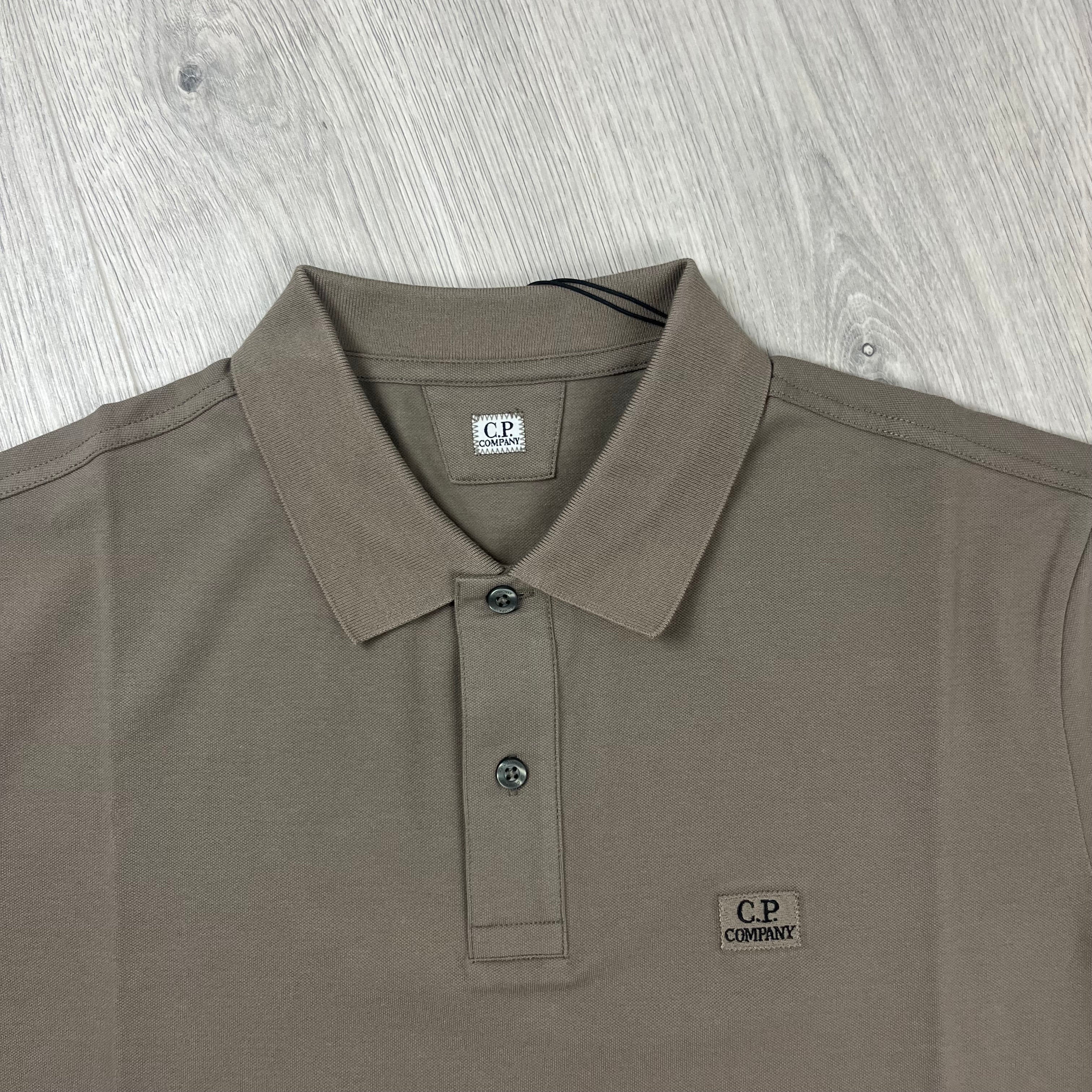 CP Company Piquet Polo Shirt - Walnut