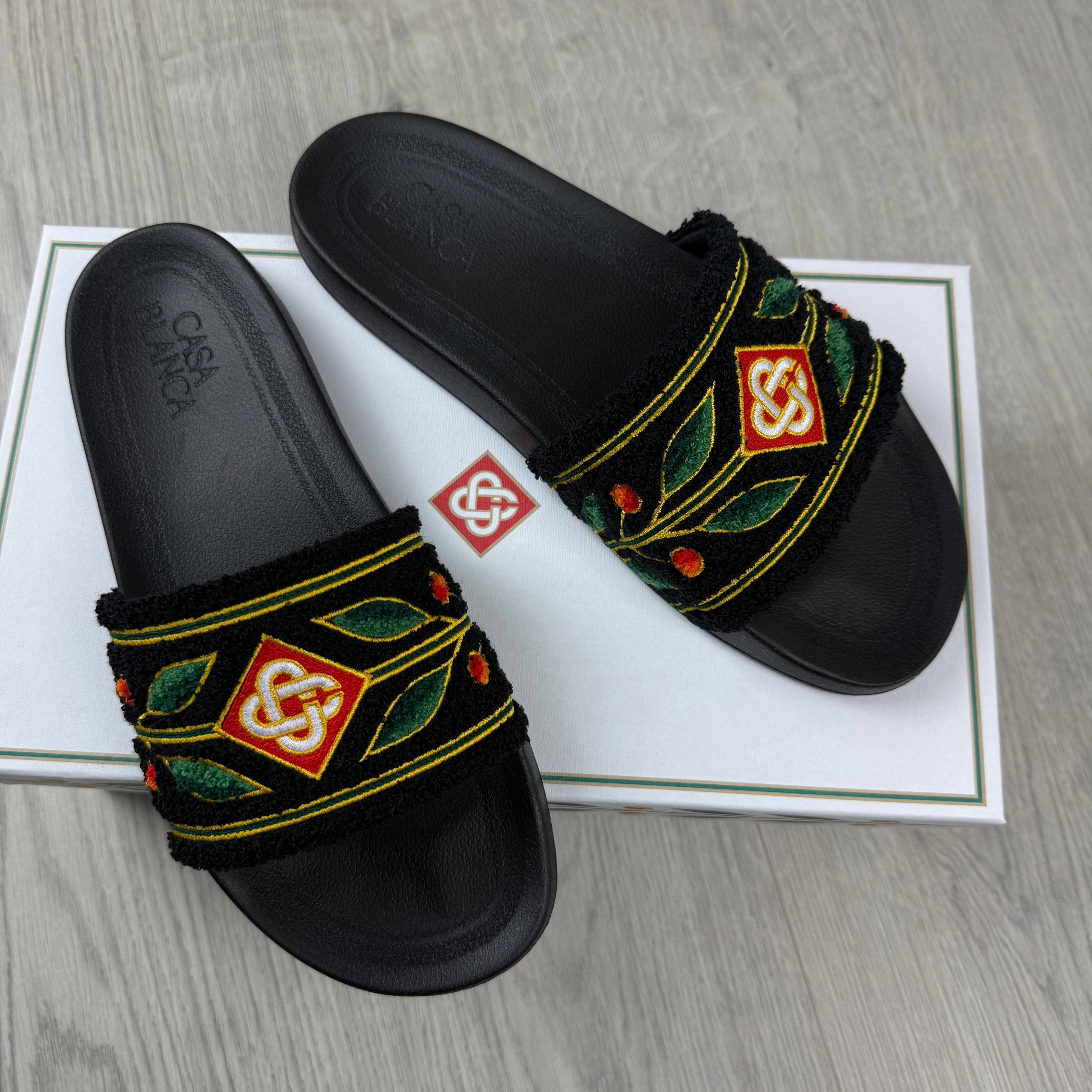 Casablanca Laurel Terry Slides - Black
