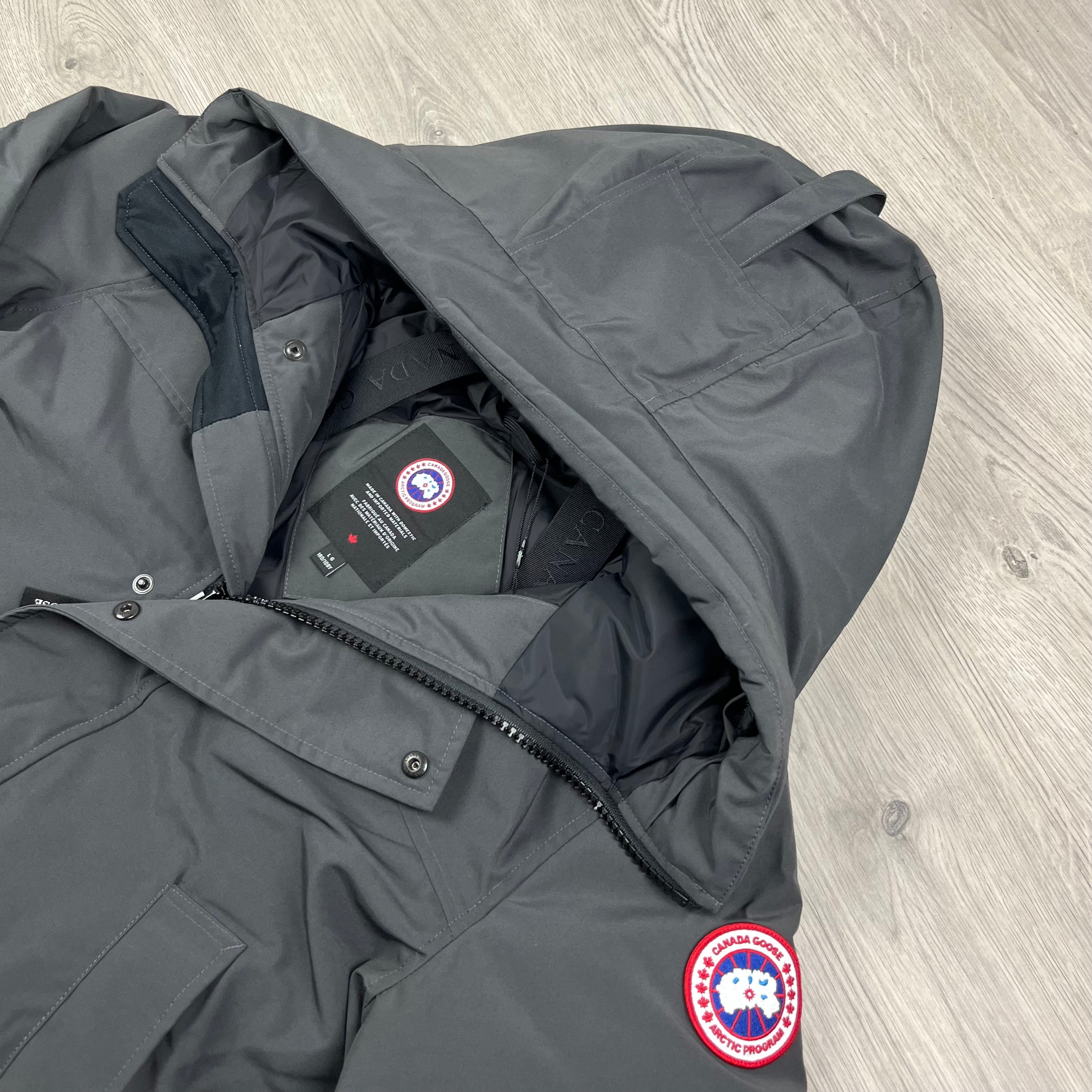 Canada Goose Langford Parka in Graphite Grey. On sale at Open Attire.