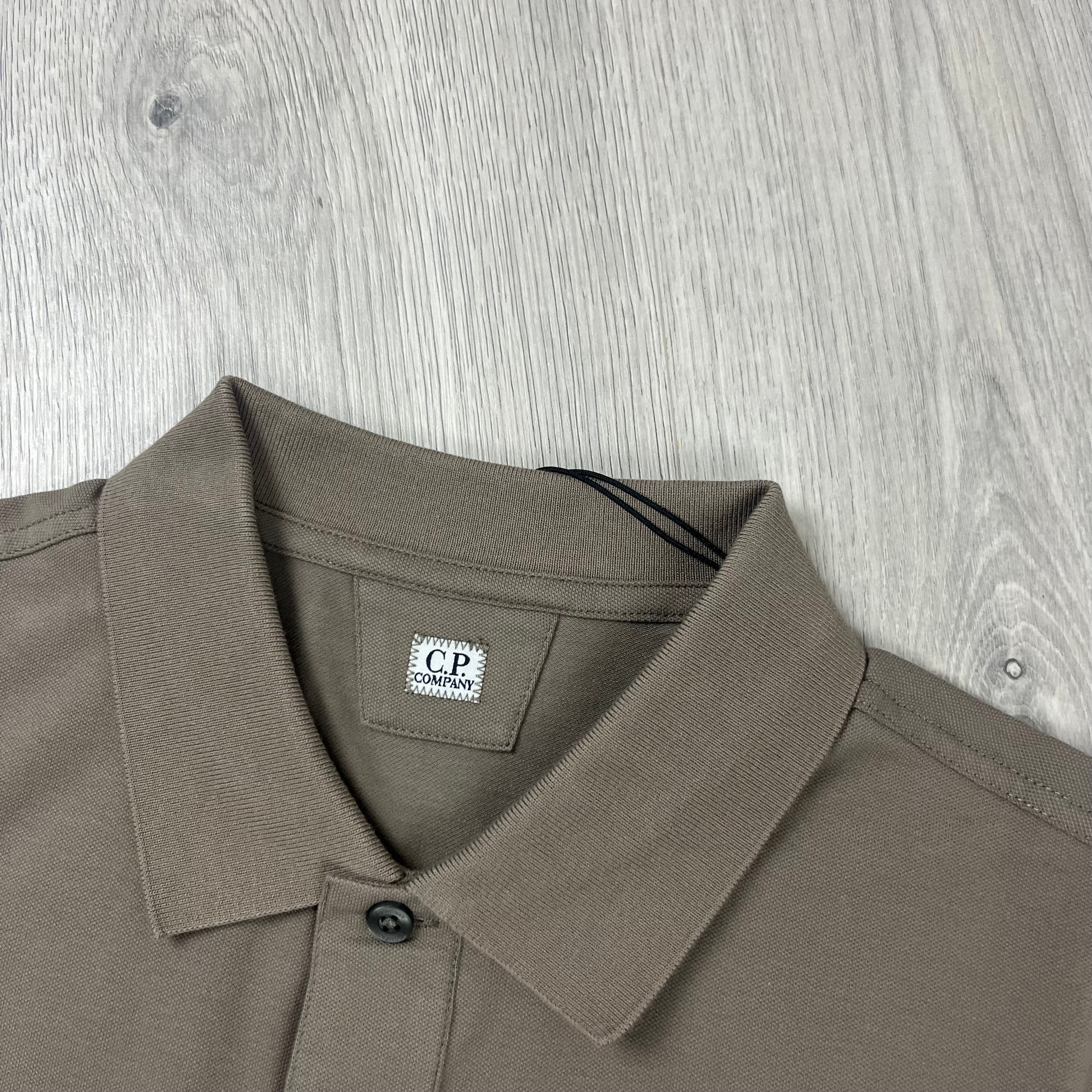 CP Company Piquet Polo Shirt - Walnut