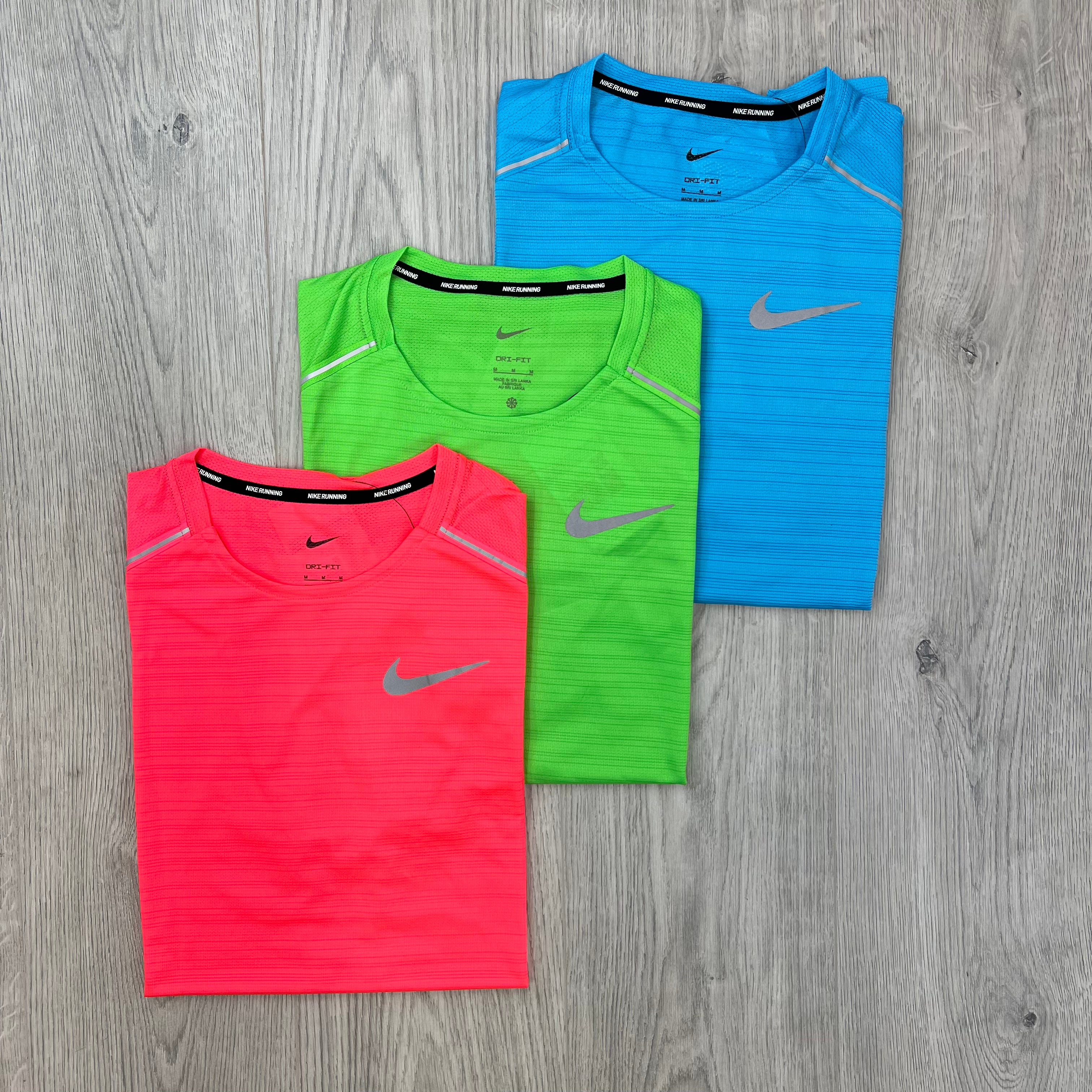 Nike 'Miler' T-Shirt Set - Green, Blue & Crimson