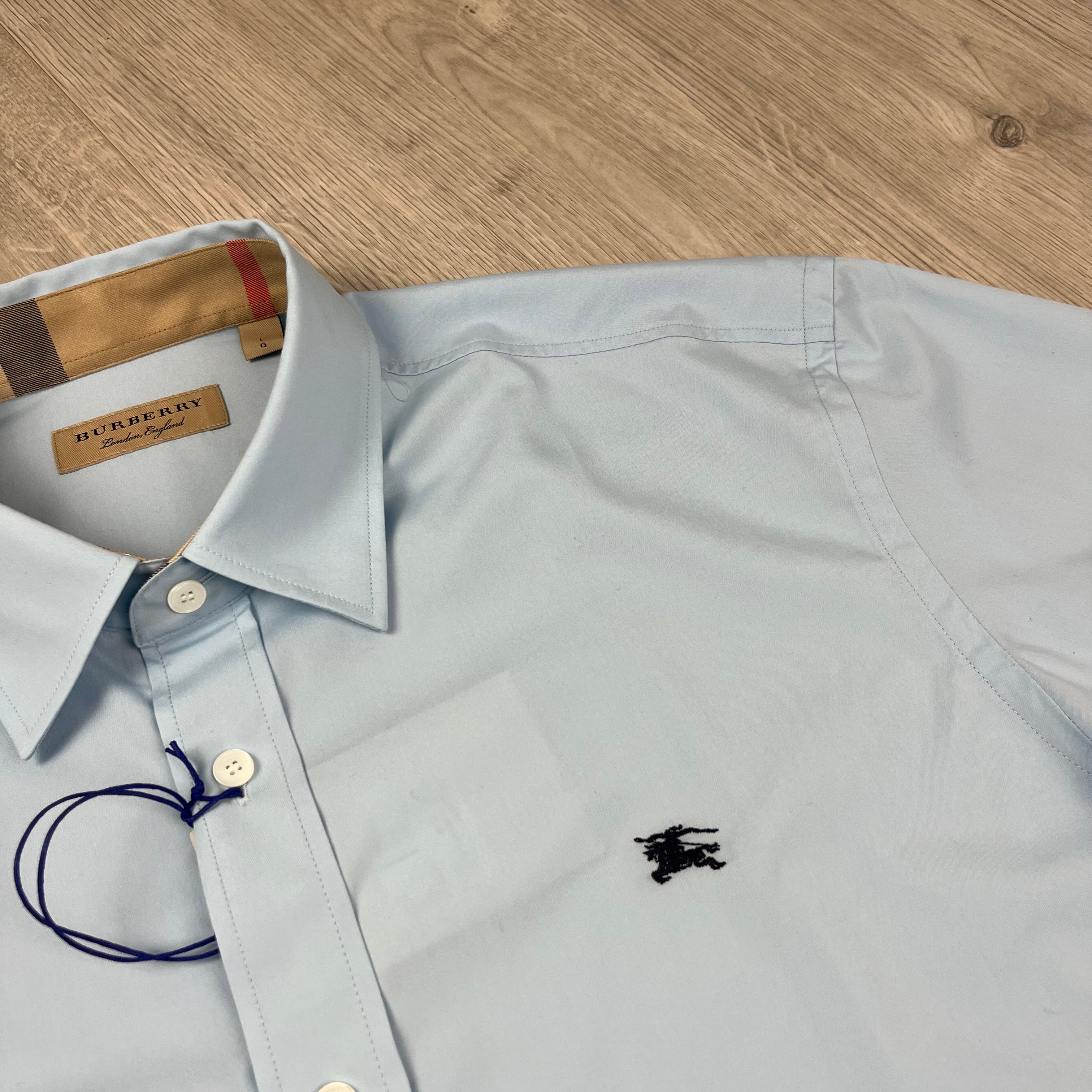 Burberry 'Cambridge' Shirt in Pale Blue. On sale at Open Attire.