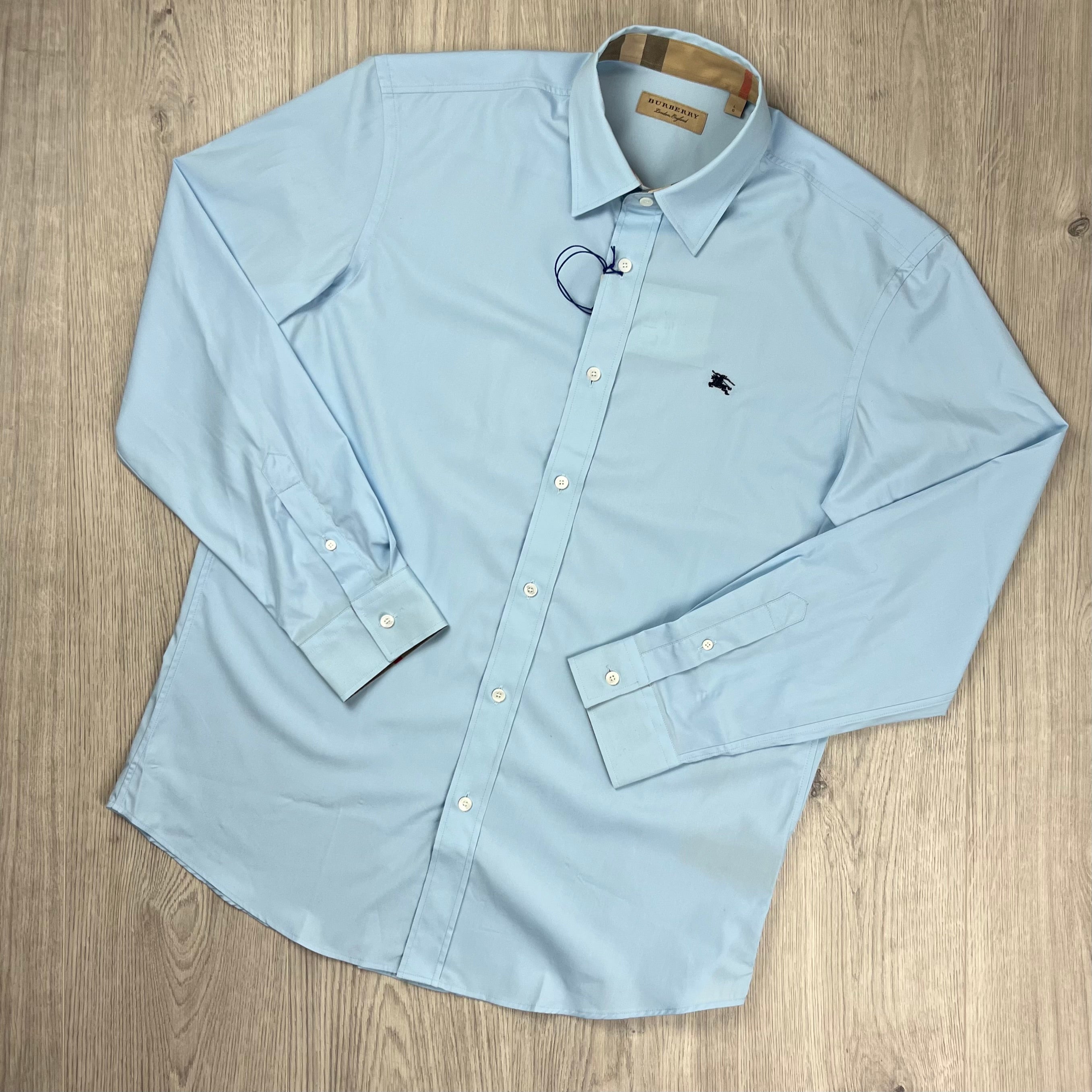 Burberry 'Cambridge' Shirt in Pale Blue. On sale at Open Attire.