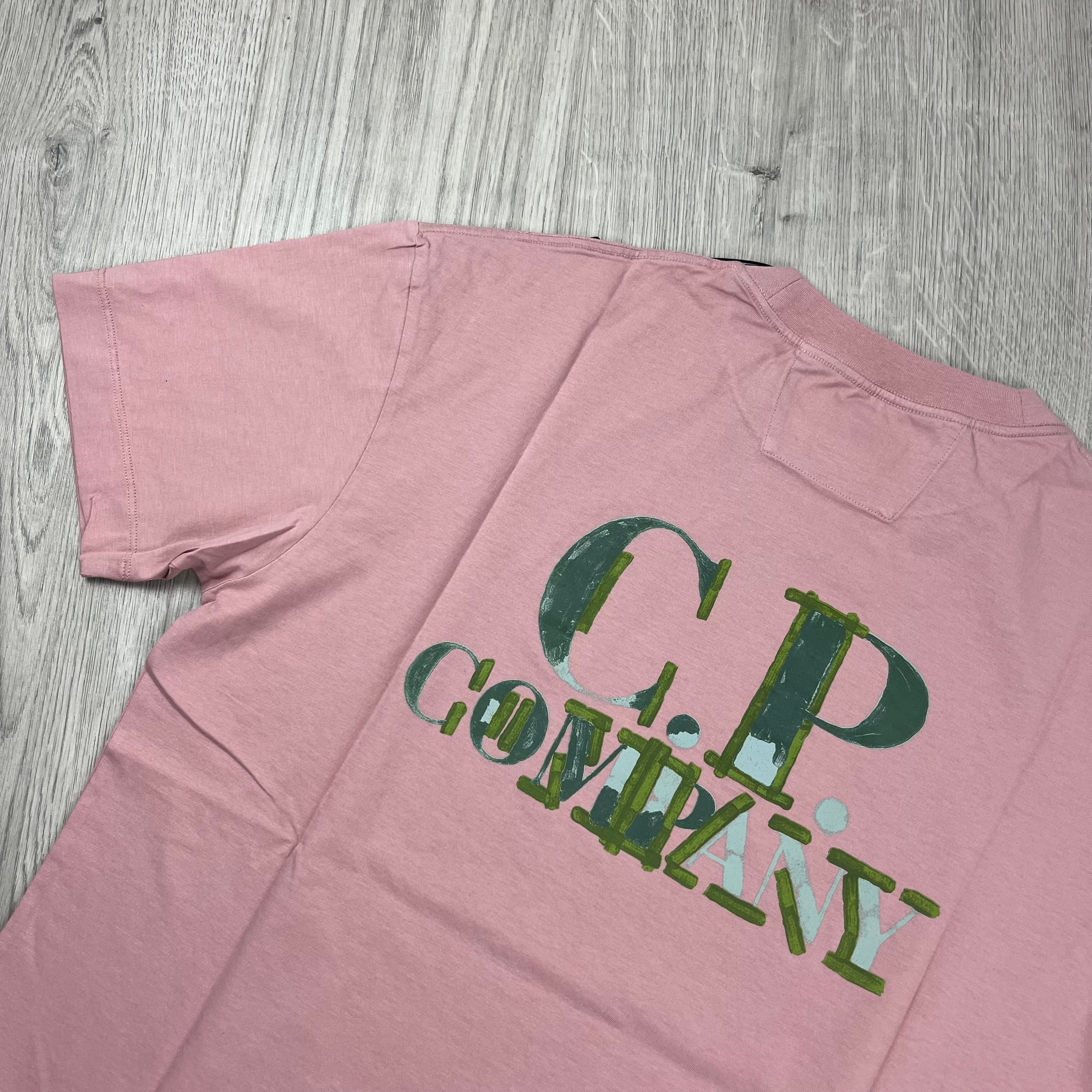 Men's CP Company Blurred T-Shirt in Misty Rose. On sale at Open Attire.