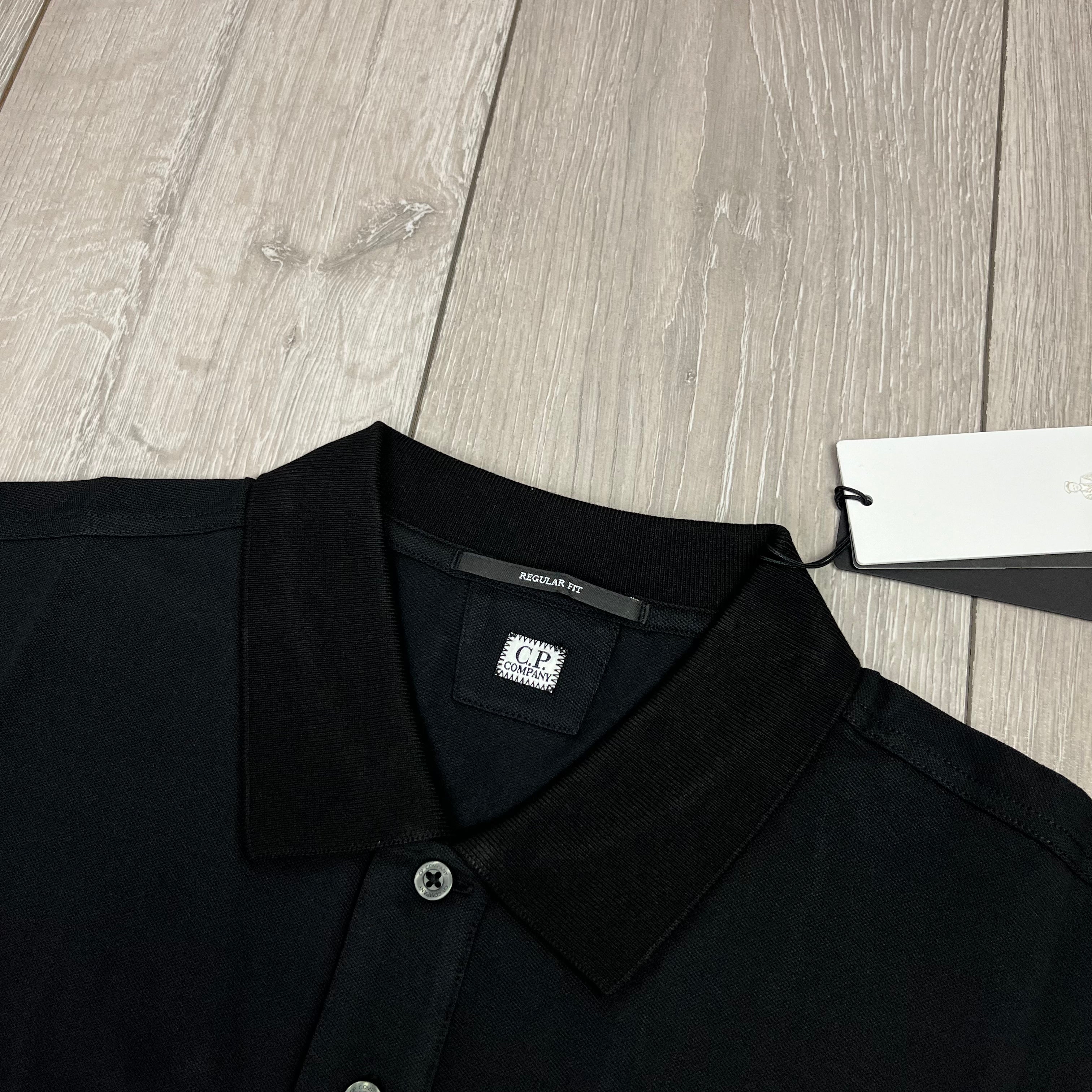 CP Company Piquet Polo Shirt - Black