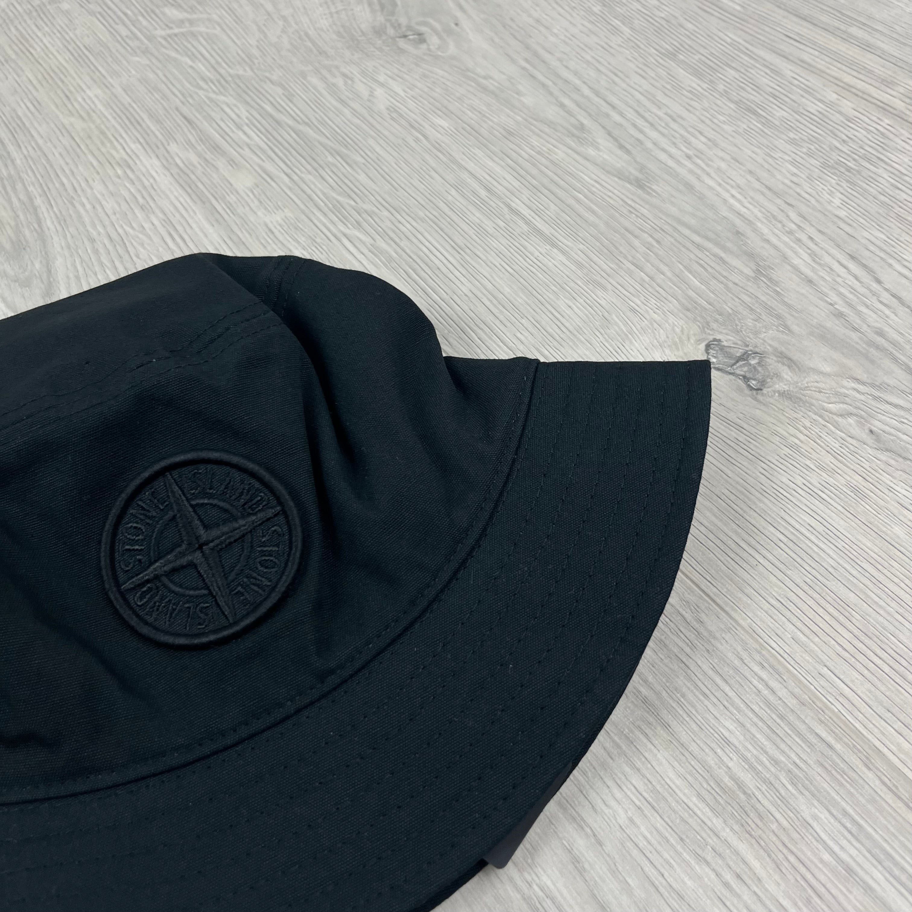 Stone Island cotton Bucket Hat in Black. On sale at Open Attire.