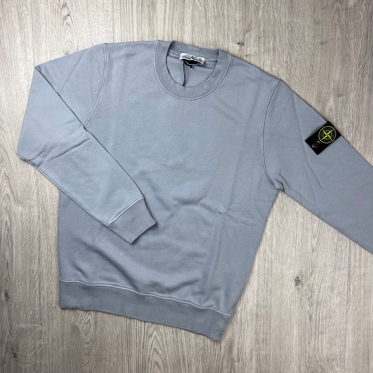 Front view of the Stone Island Crewneck Sweatshirt in Ash Grey.