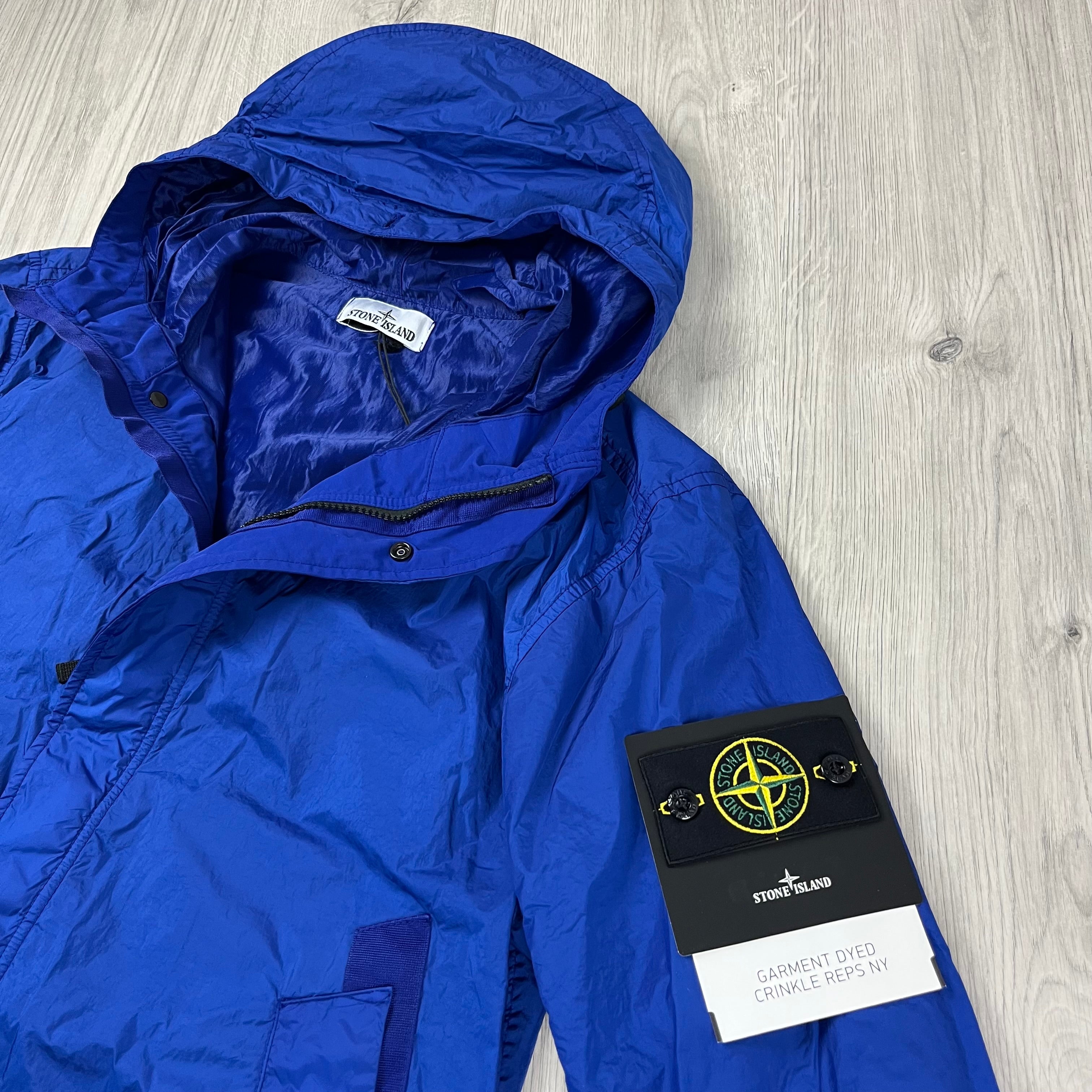 Stone Island Crinkle Reps R-NY Jacket in Bright Blue. On sale at Open Attire.