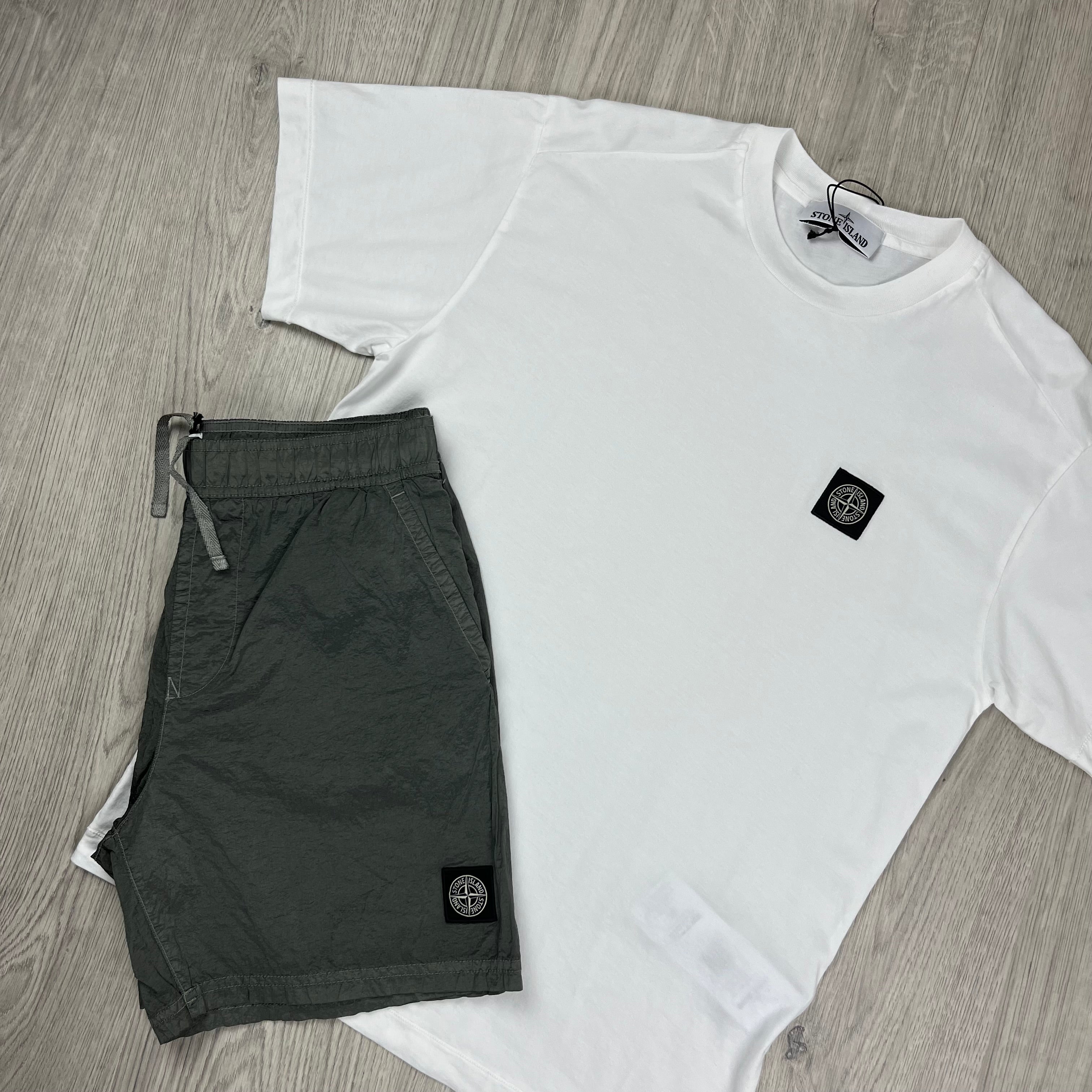 Stone Island Holiday Set in White/Khaki. On sale now at Open Attire. 