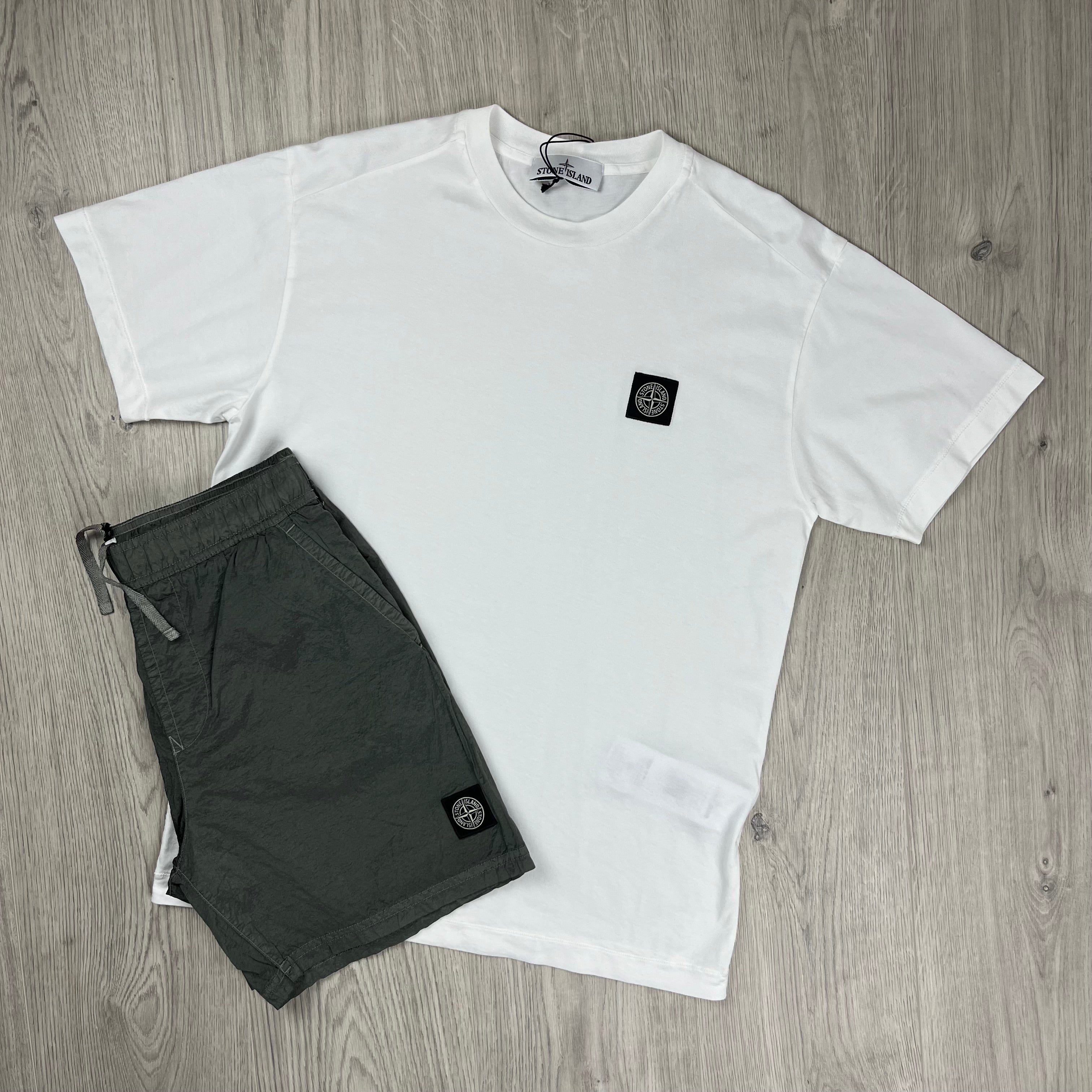 Stone Island Holiday Set in White/Khaki. On sale now at Open Attire. 